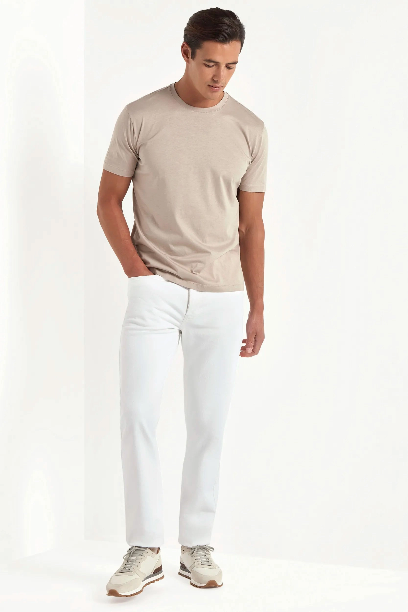 Taupe jersey t-shirt - Made in Italy Friction Resistant