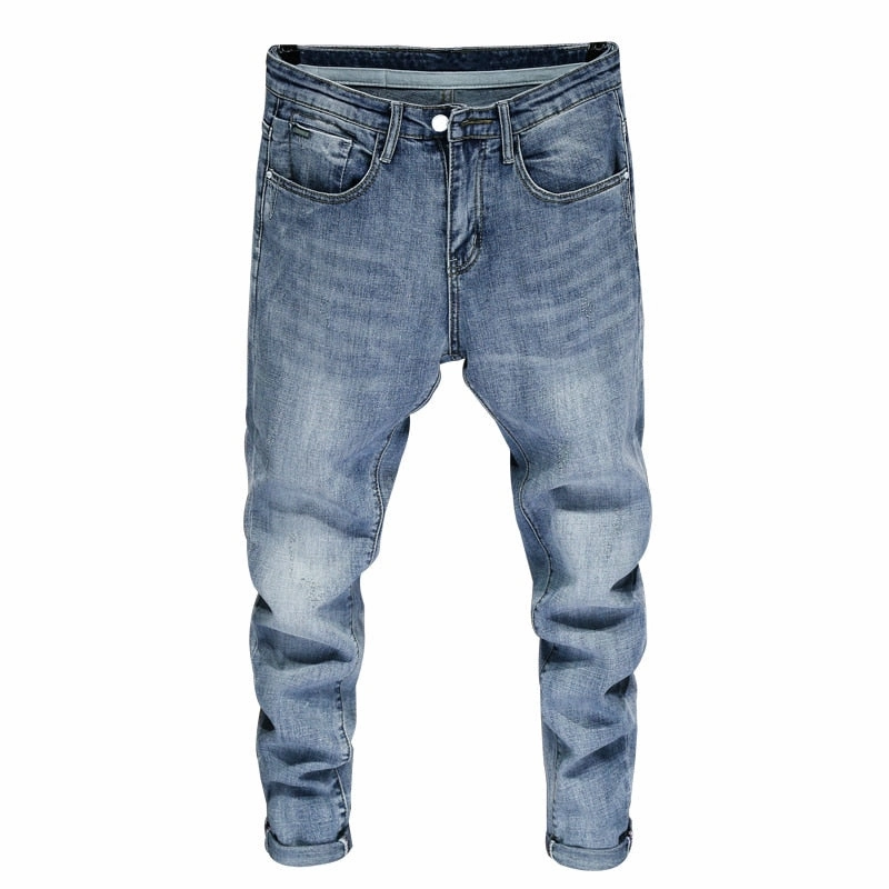 West Louis? Men Skinny Stretch Light Blue Streetwear Denim Jeans Trendy Look