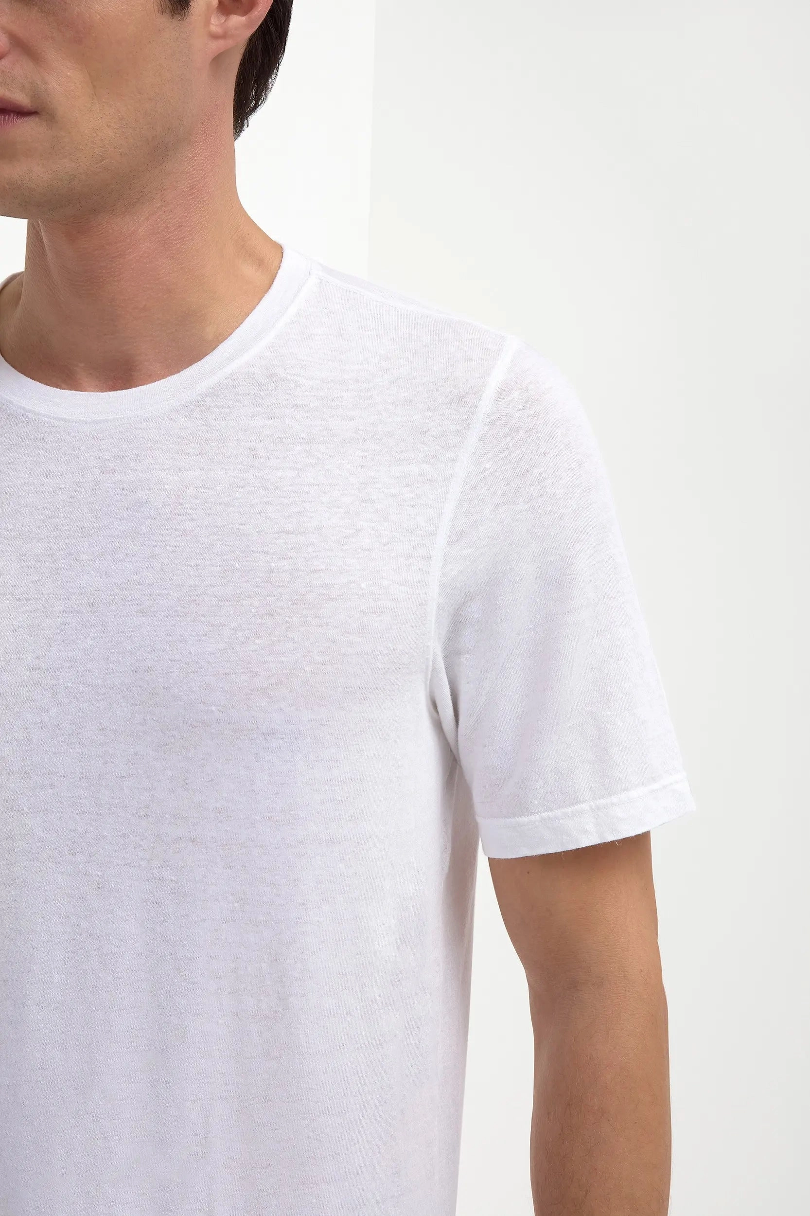 No Stress FadeResistant White linen t-shirt - Made in Italy