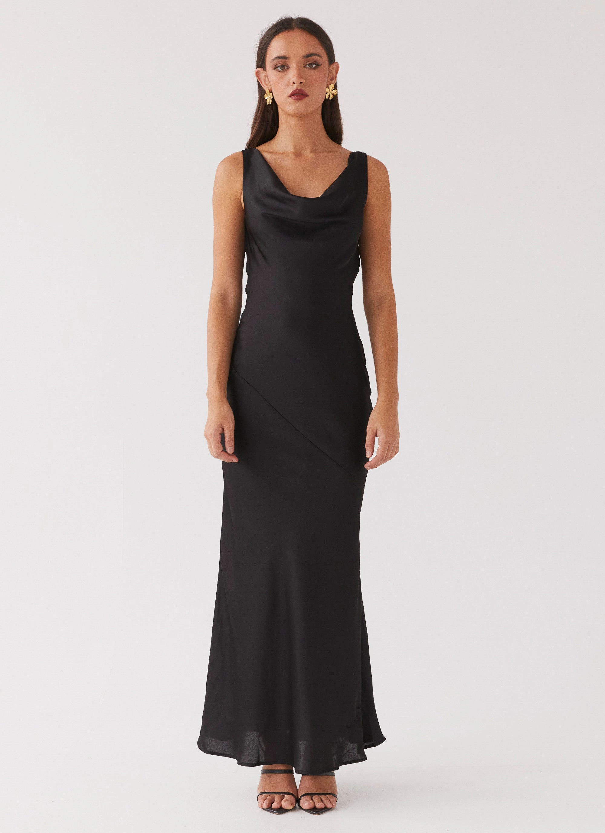 Be Mine Satin Maxi Dress - Black Street Mood