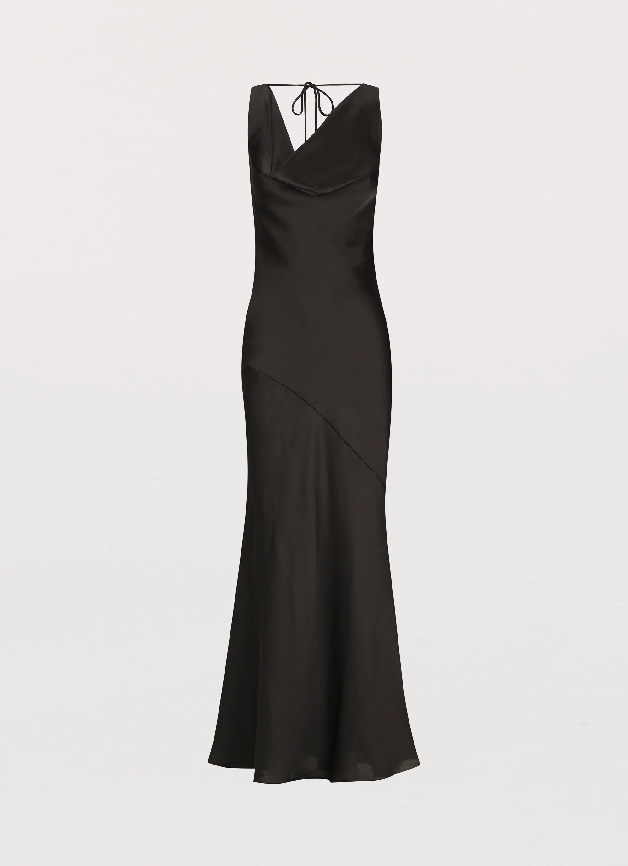 Be Mine Satin Maxi Dress - Black Korean Mood Graduation-Event