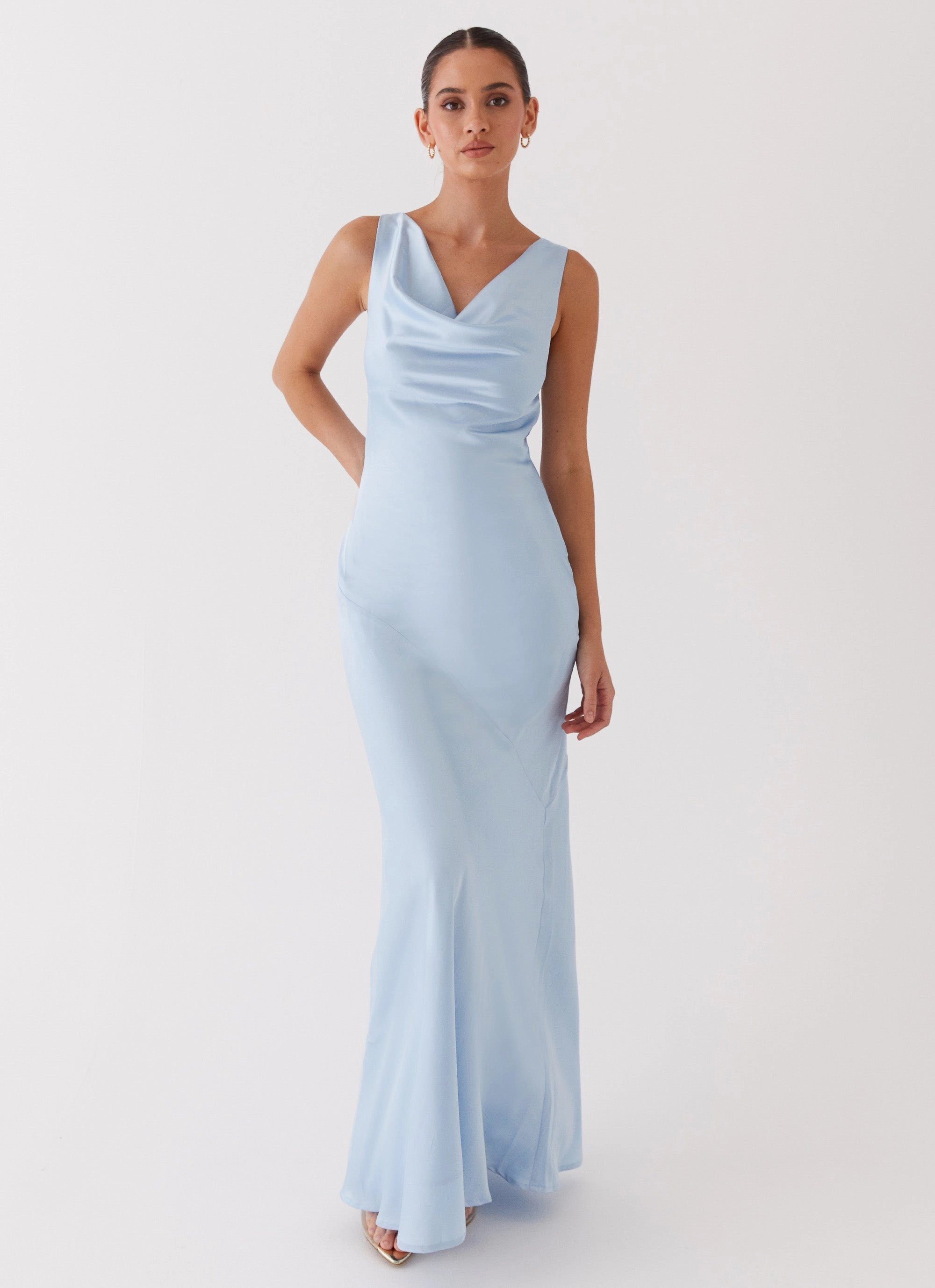 Be Mine Satin Maxi Dress - Blue Stylish Layer