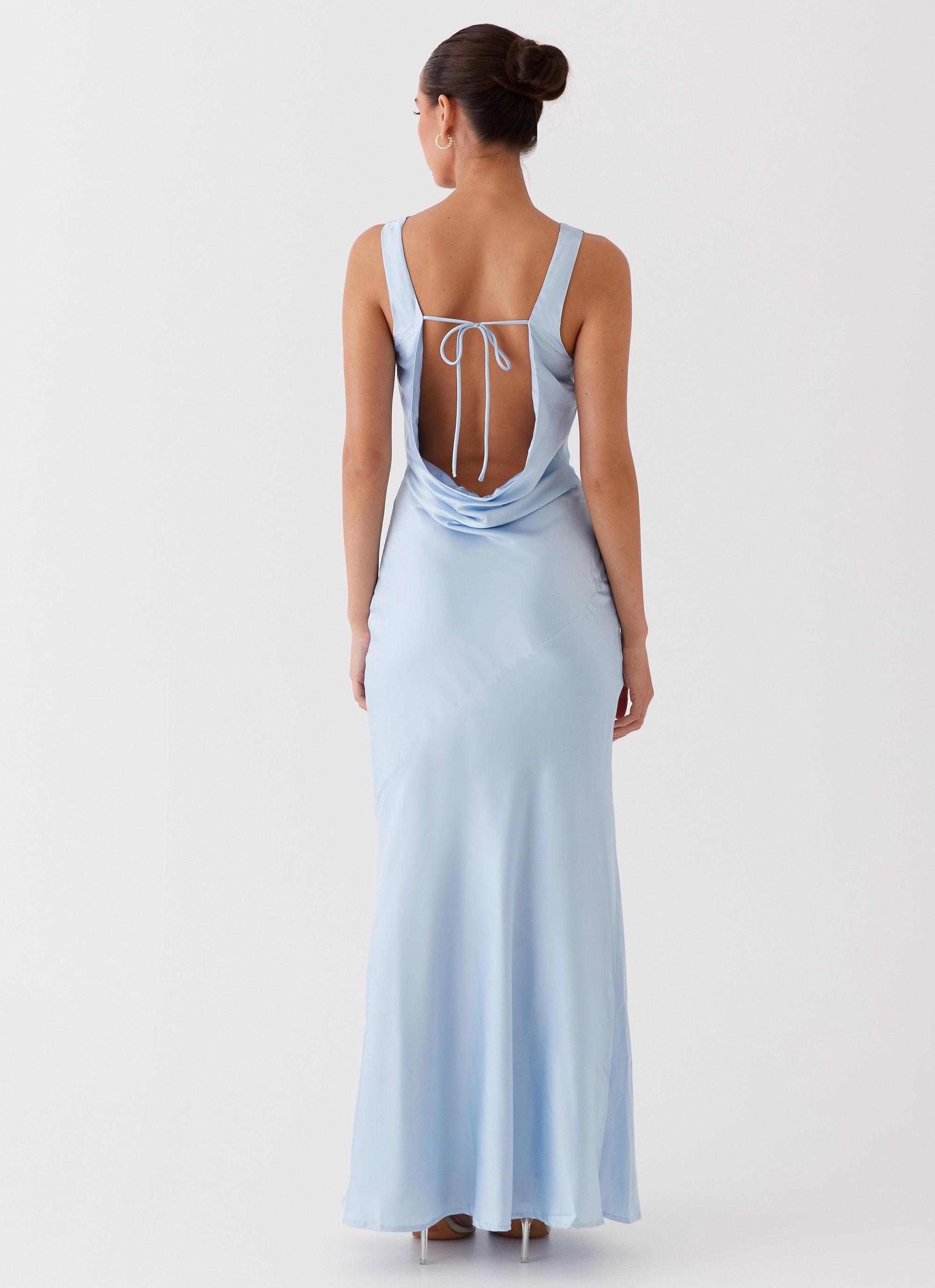 Be Mine Satin Maxi Dress - Blue City Casual Shore Time
