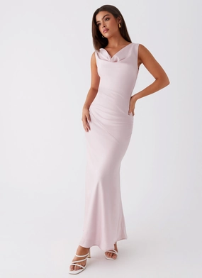 Be Mine Satin Maxi Dress - Mauve Pink Work Comfort