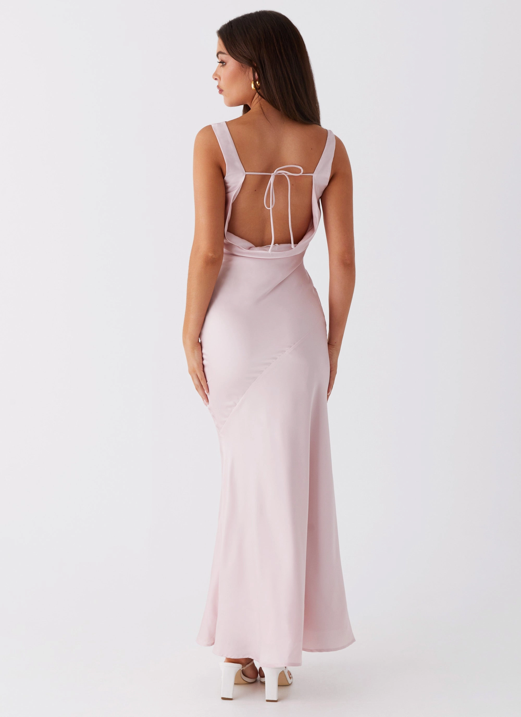Ruffle Hem Be Mine Satin Maxi Dress - Mauve Pink