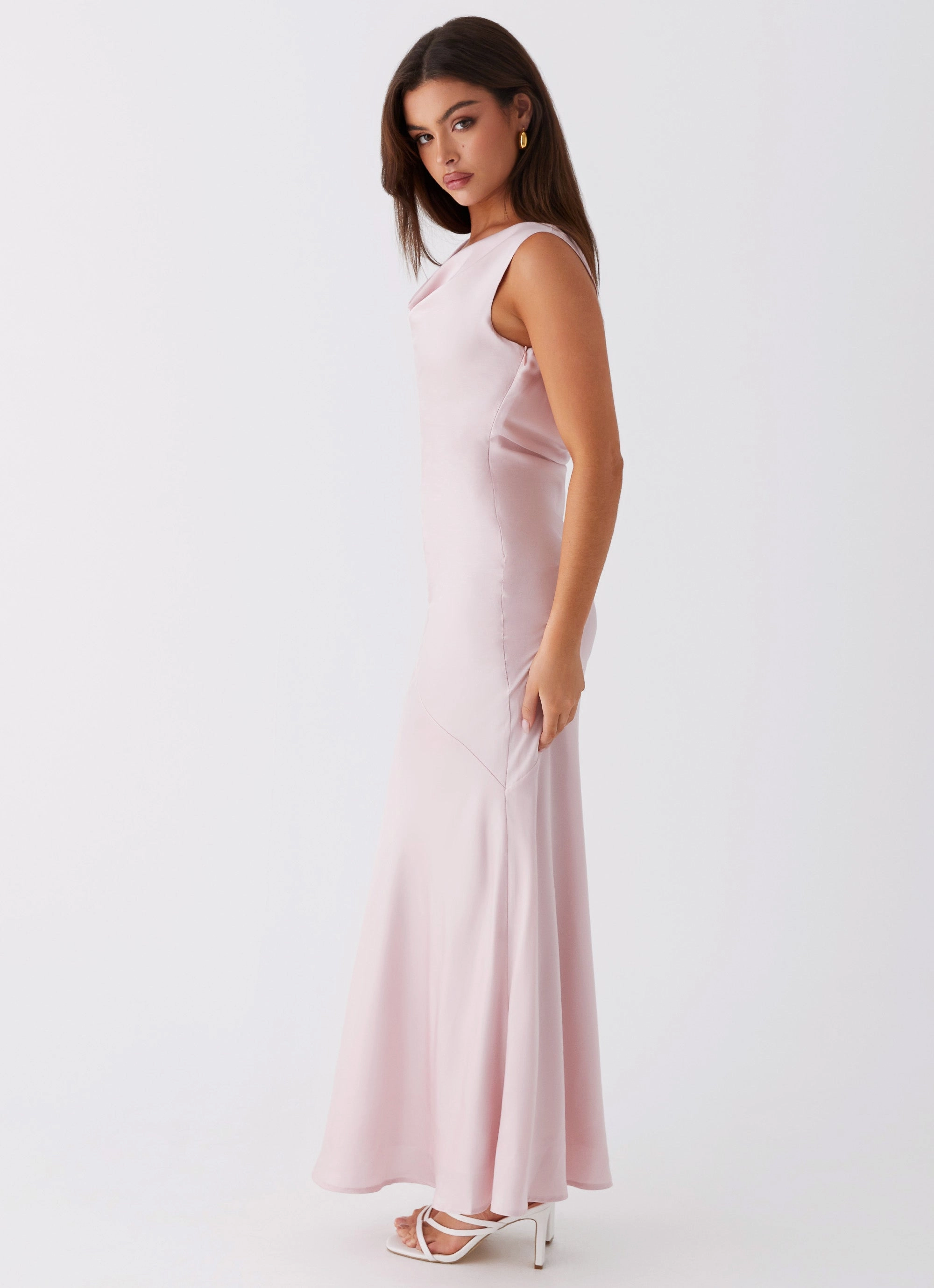 Be Mine Satin Maxi Dress - Mauve Pink Trendy Layering
