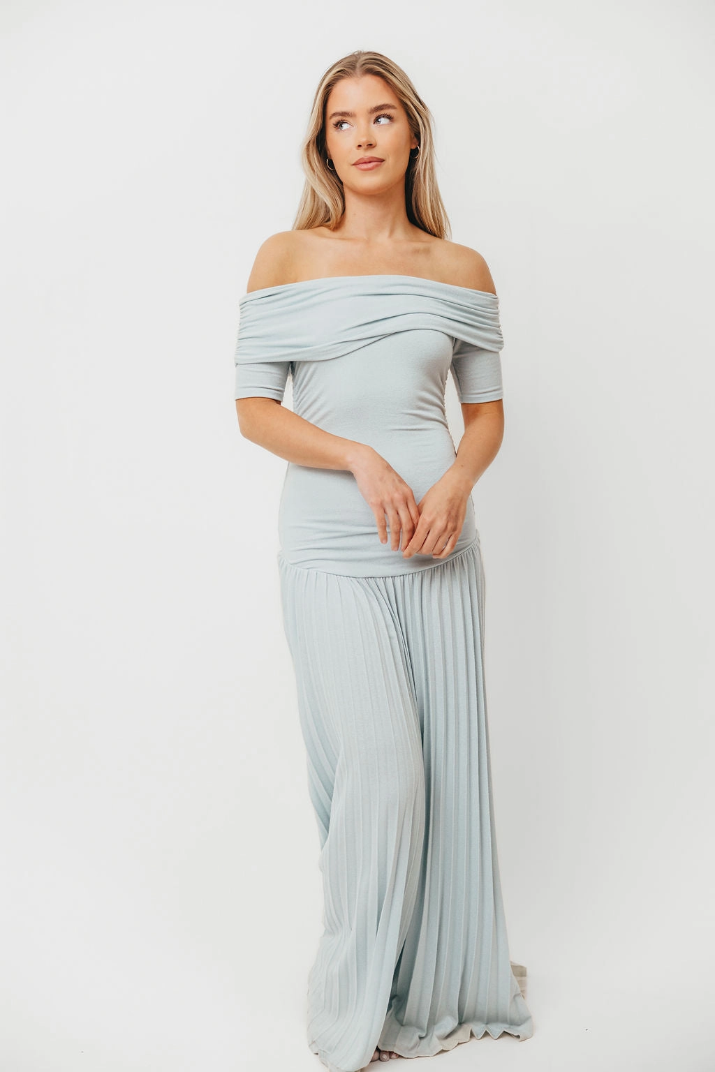 The Lennox Maxi Dress in Dusty Blue Vacation Vibe Smooth Motion