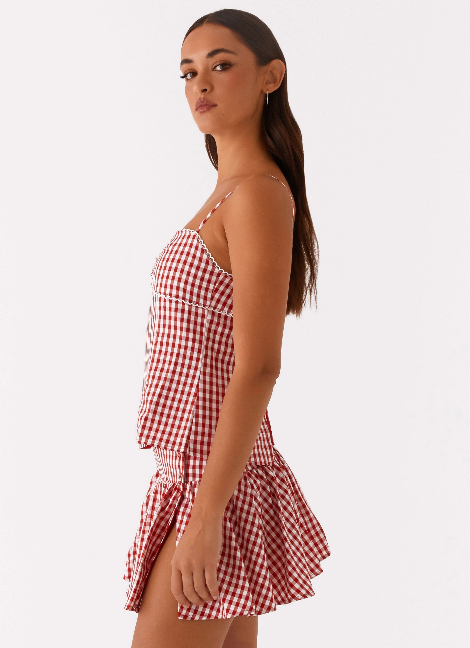 Bellamy Top - Red Gingham Durable Stitching