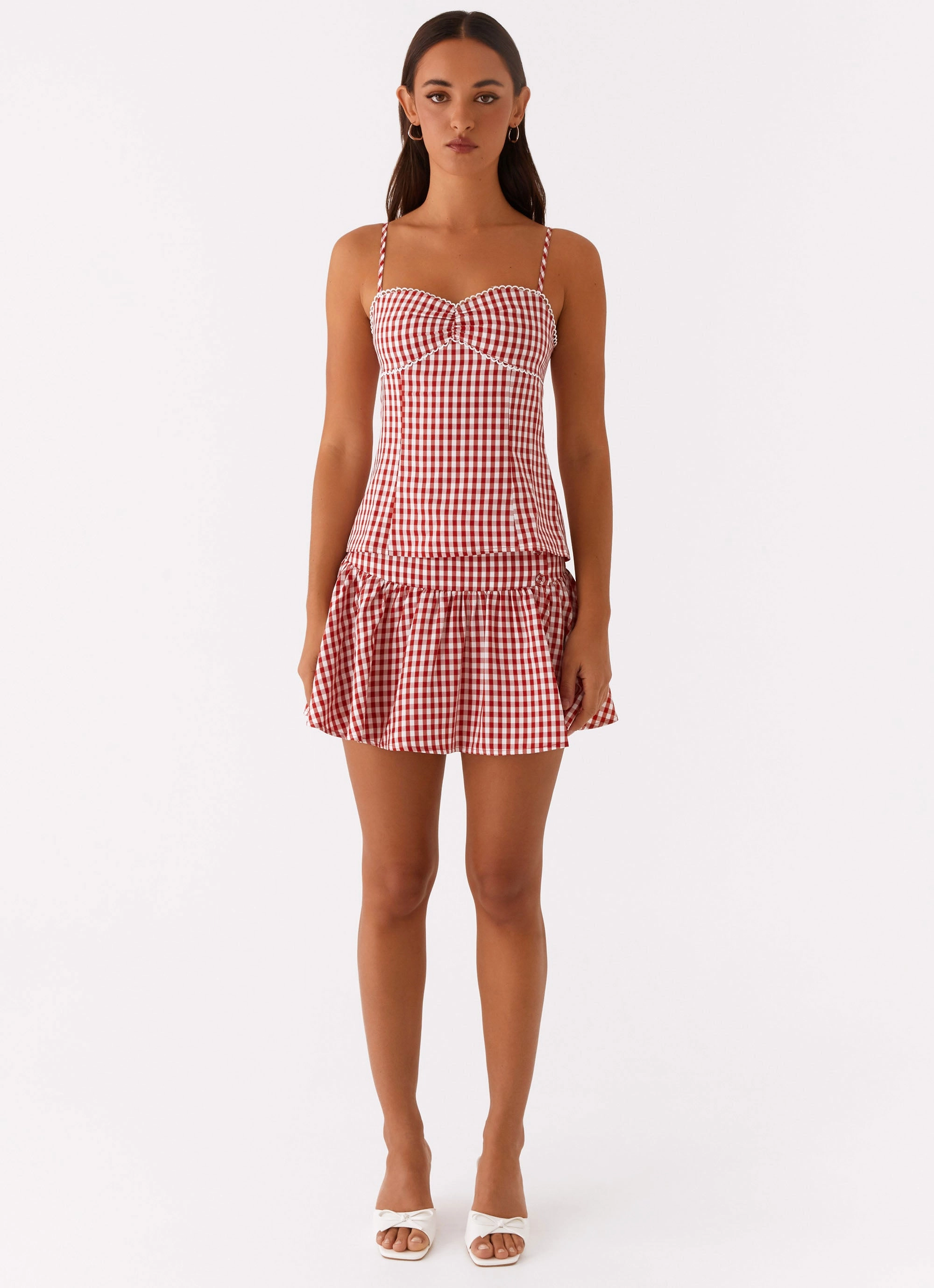 Anatomical Seam Placement Tensile Ready Fabric Bellamy Top - Red Gingham