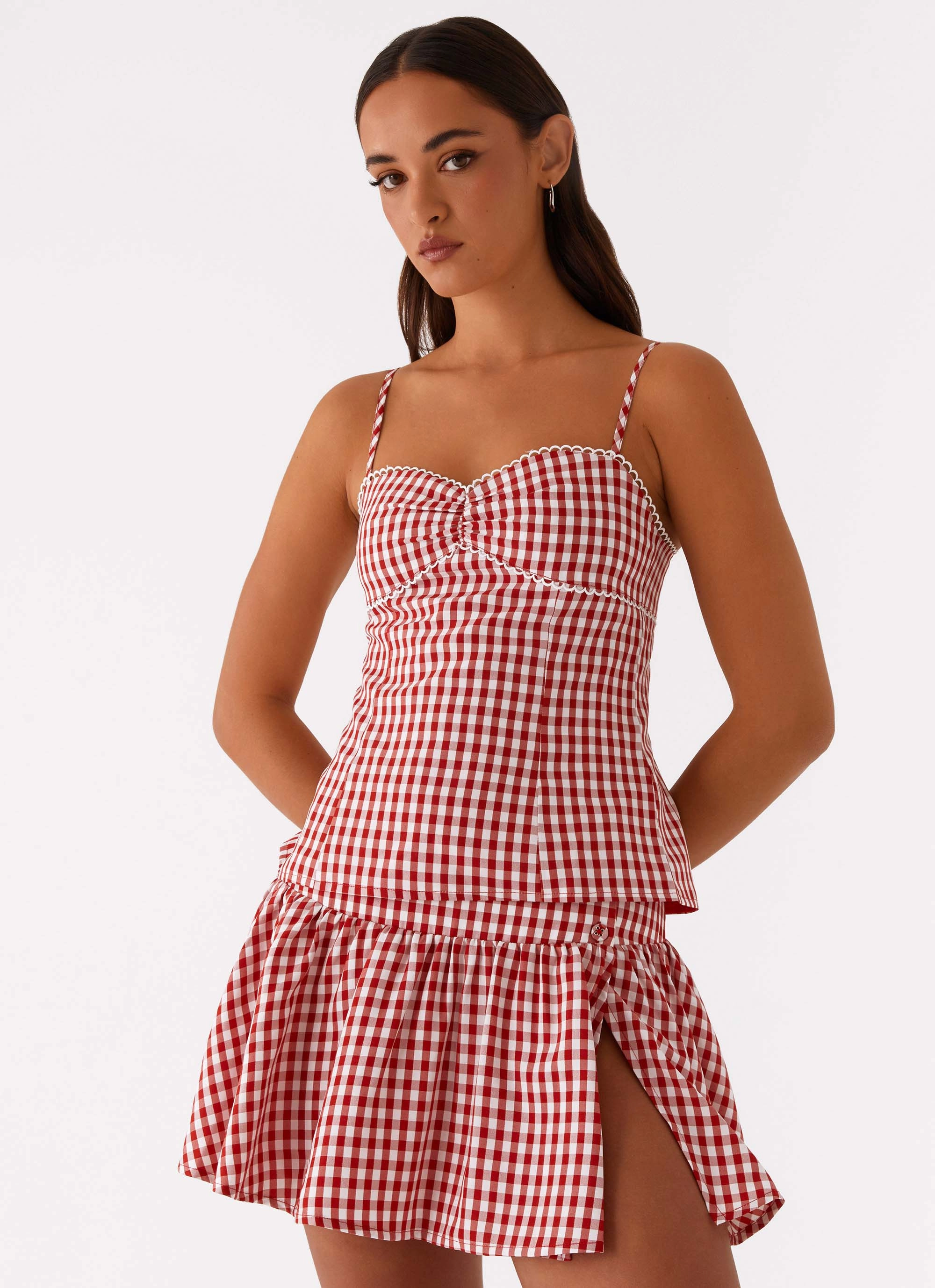 camouflage color Long service life Bellamy Top - Red Gingham