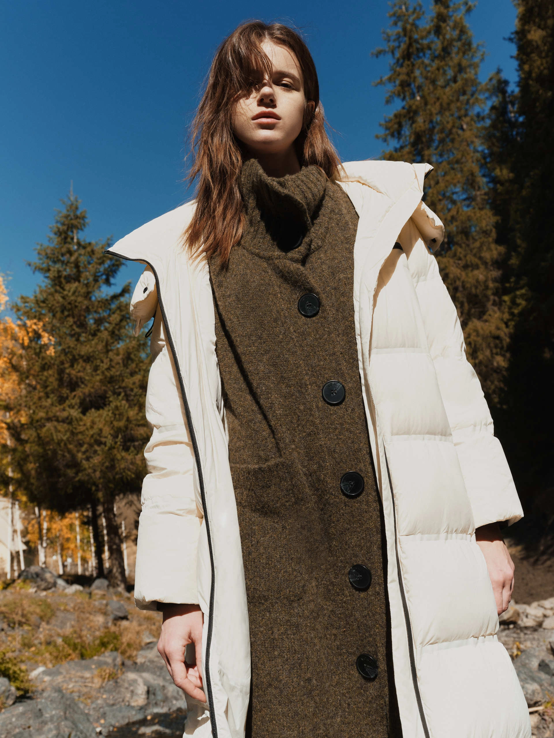 Belt Down Puffer Coat Formal Use AntiStaticFinish