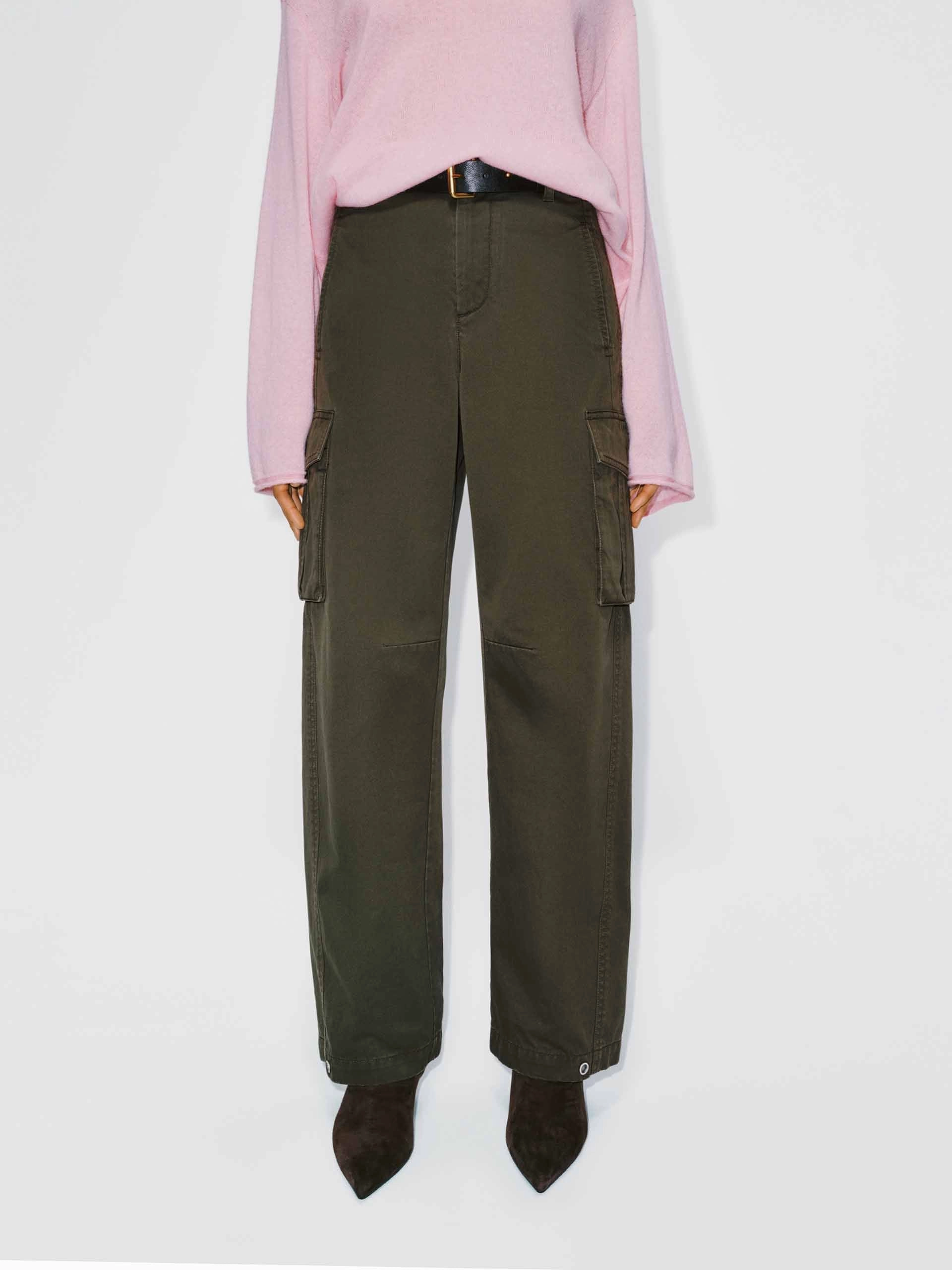 Cozy and Soft Belted Cargo Style Trousers
