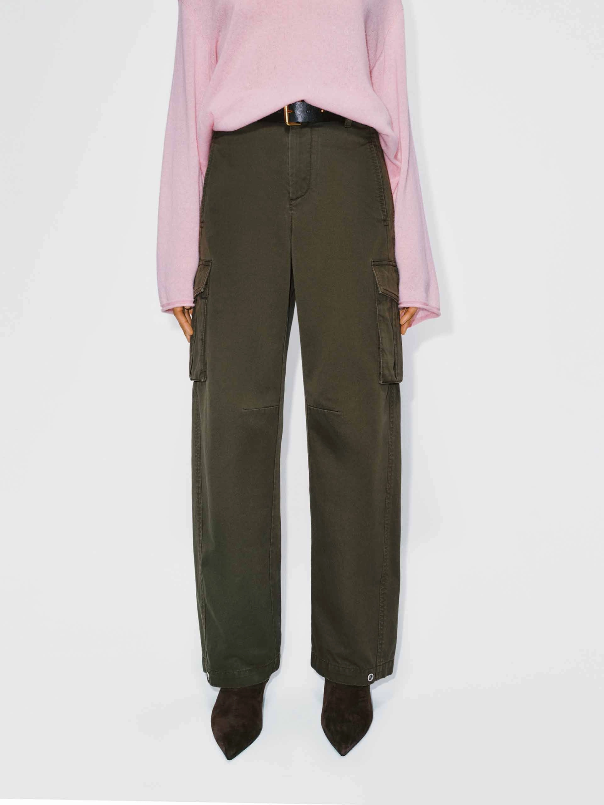 Belted Cargo Style Trousers Sporty Fit Design