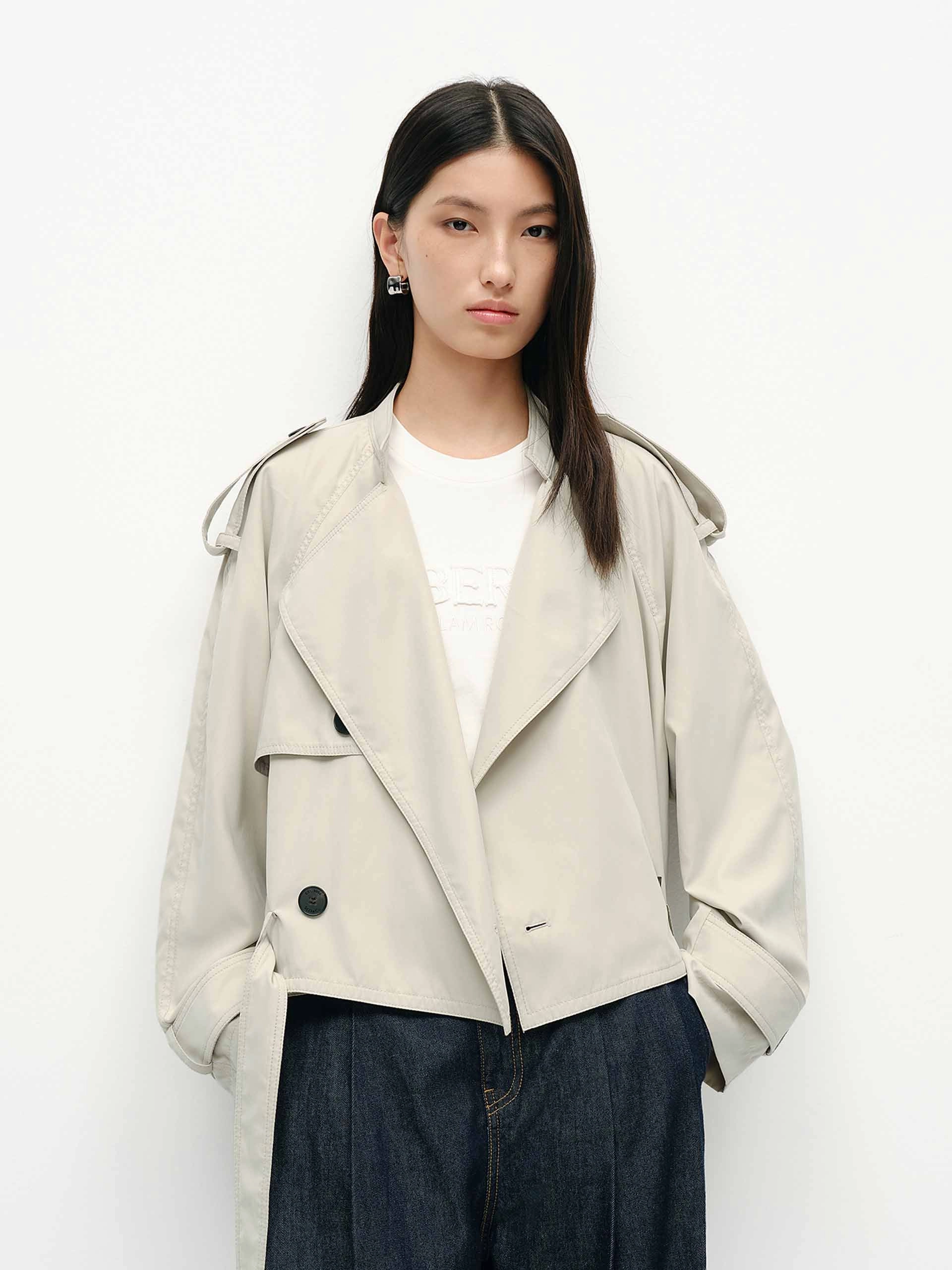 ReflectiveDetailing Belted Hem Loose Jacket