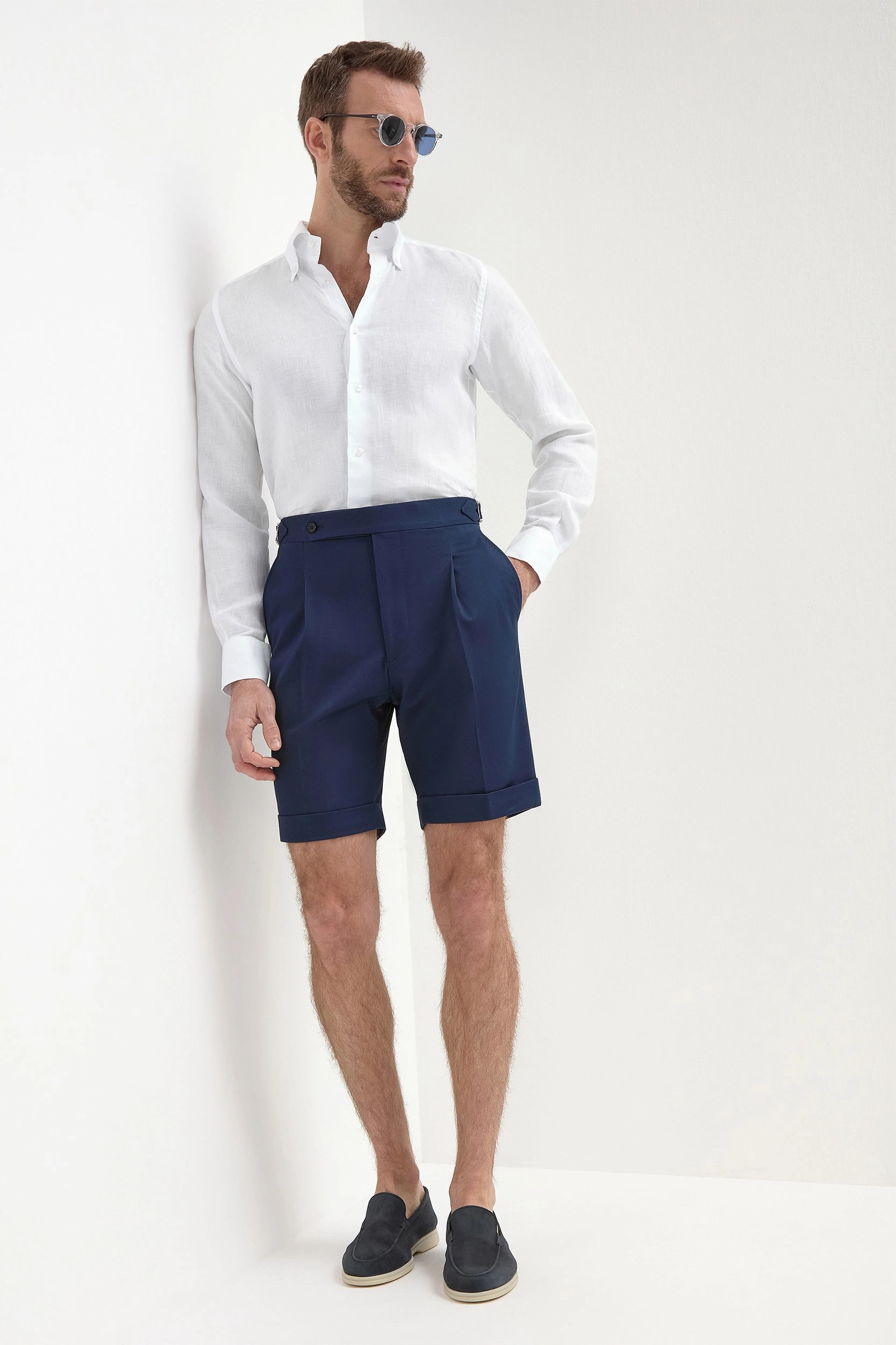 Father's Day gift Blue cotton shorts - Made in Italy