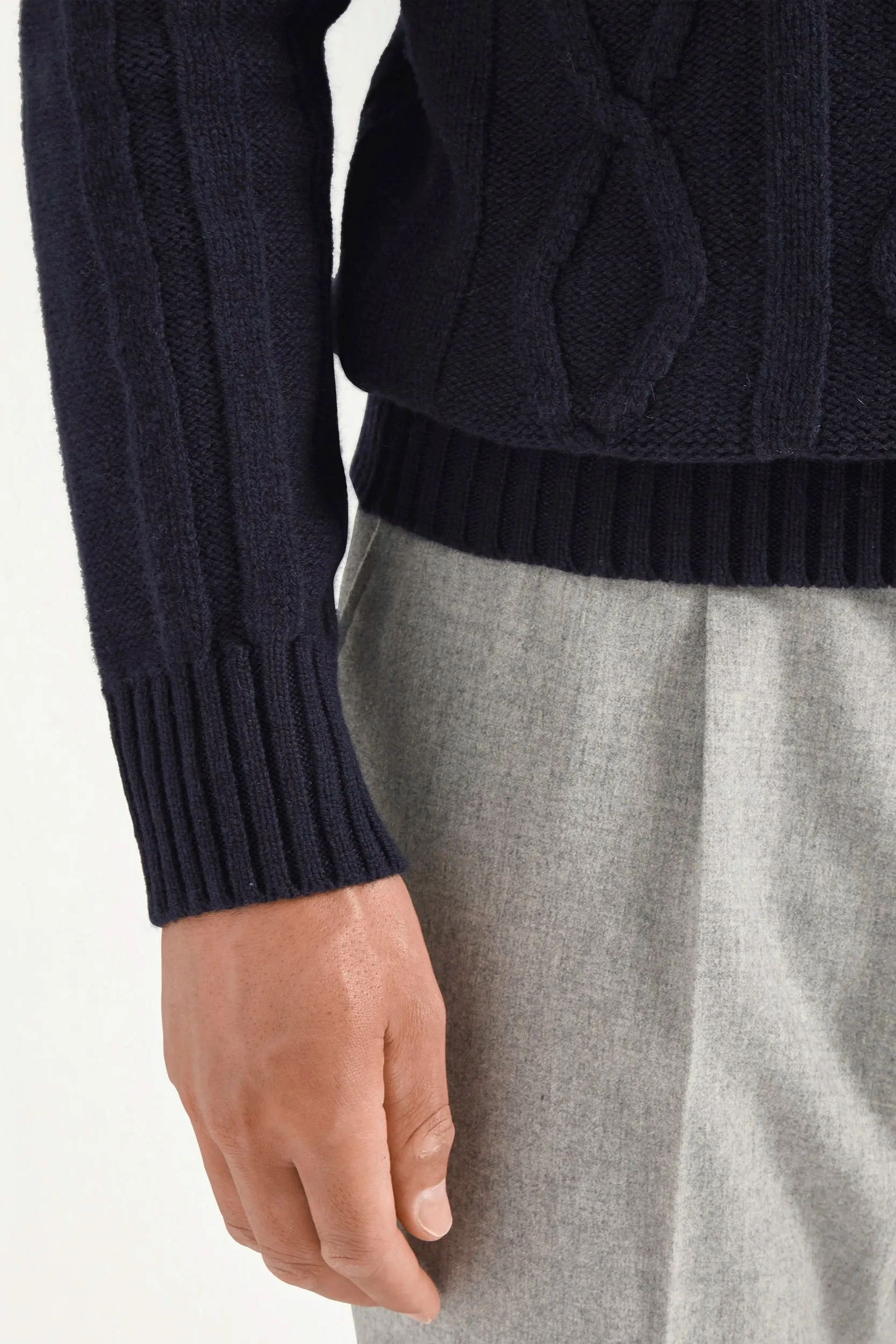 Blue jacquard patterned turtleneck ?C Made in Italy EcoFriendly Dyeing