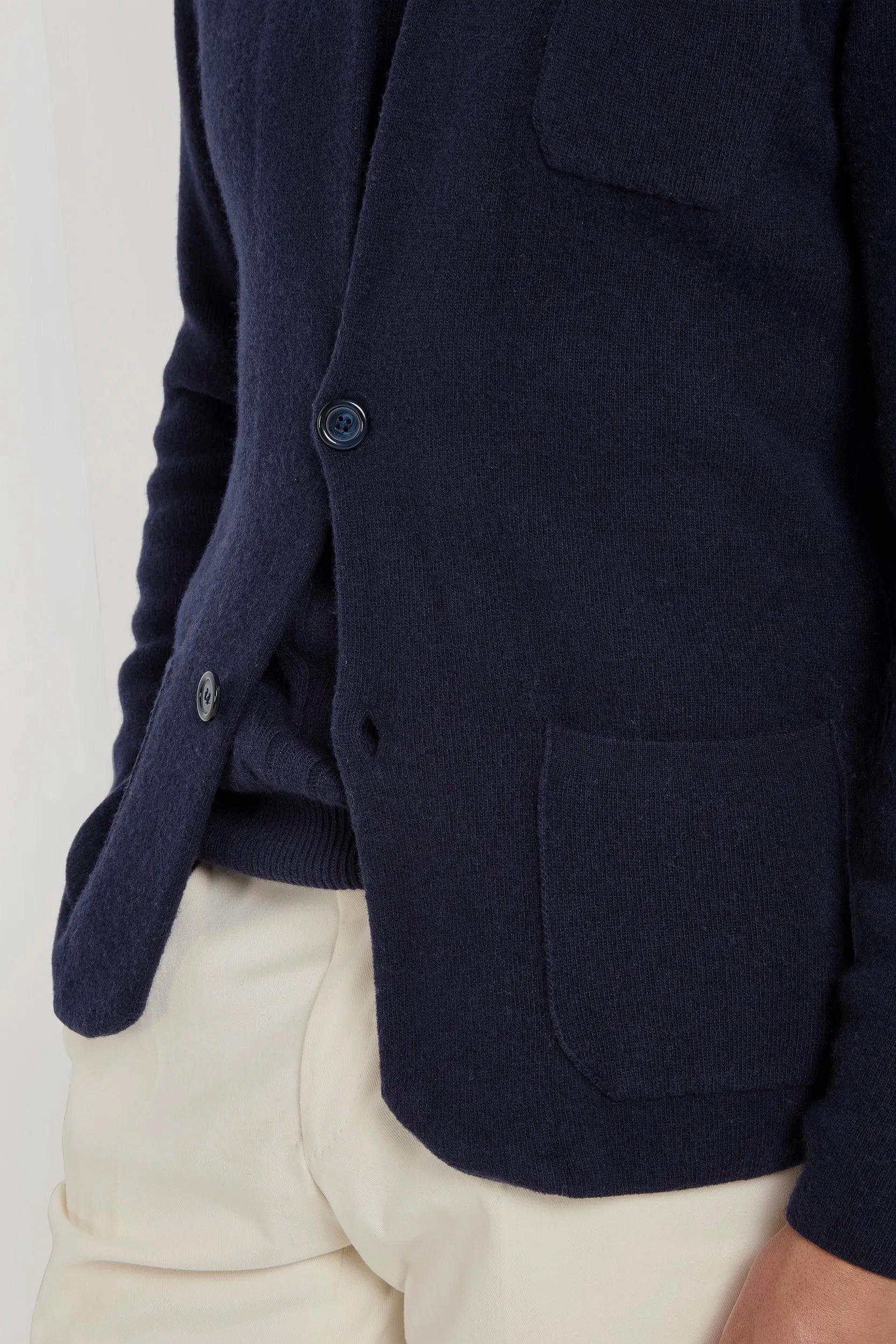 MidWeight Construction Quick Layer Blue knitted jacket - wool and cashmere - Made in Italy