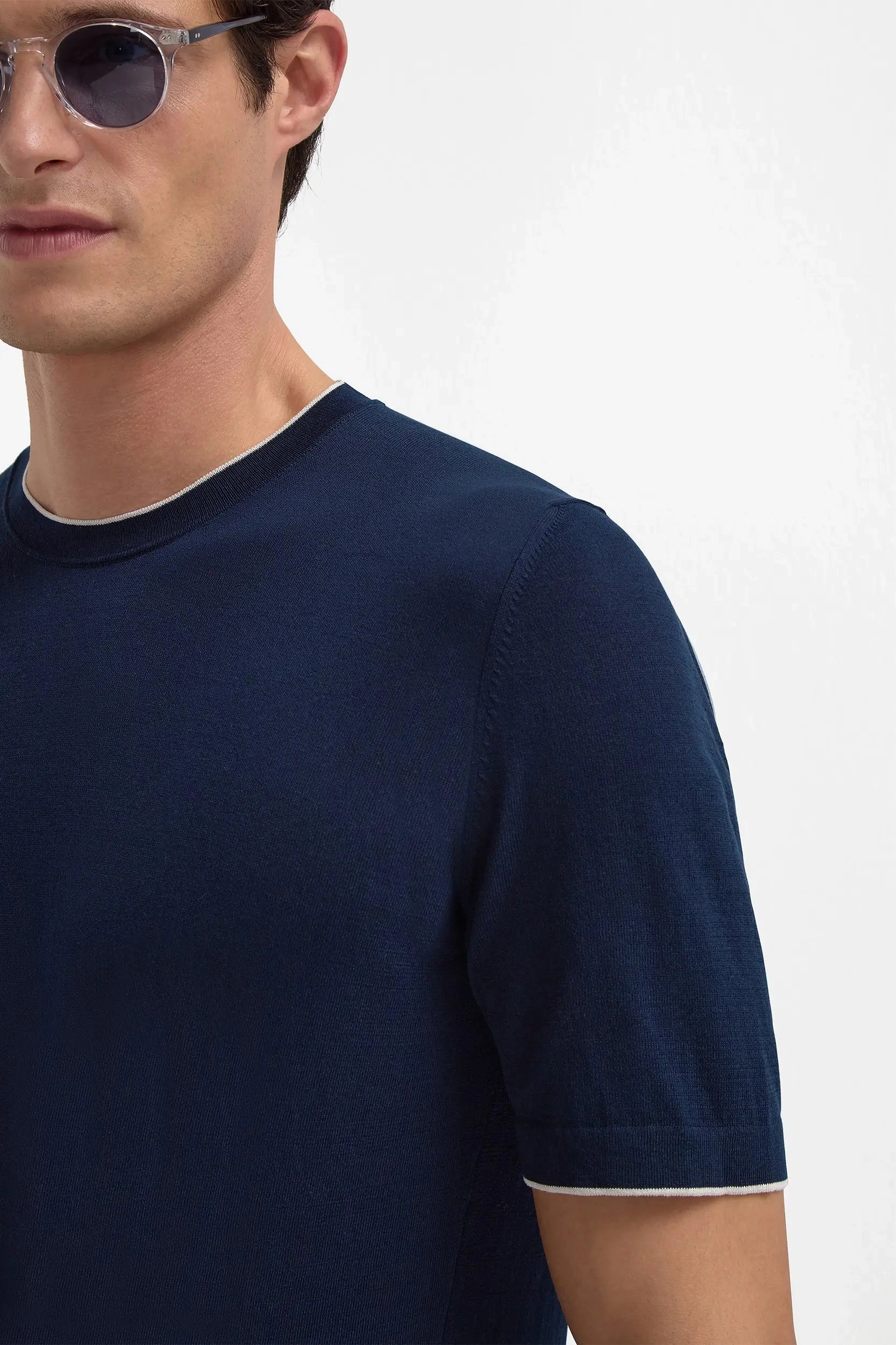 Low Maintenance Knit Under Jacket Blue knitted t-shirt - Made in Italy