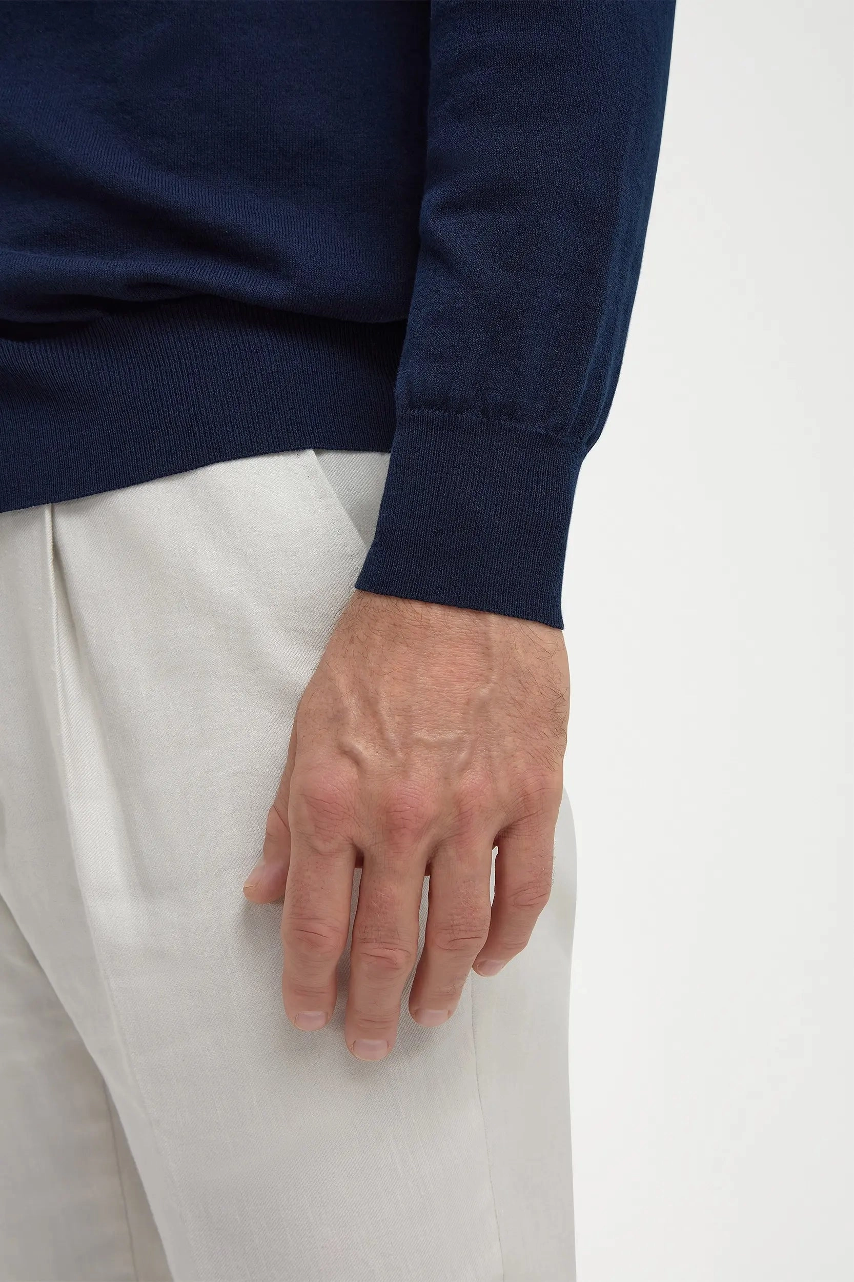 Blue polo cardigan - Made in Italy Circular Knit Design Tagless Label System