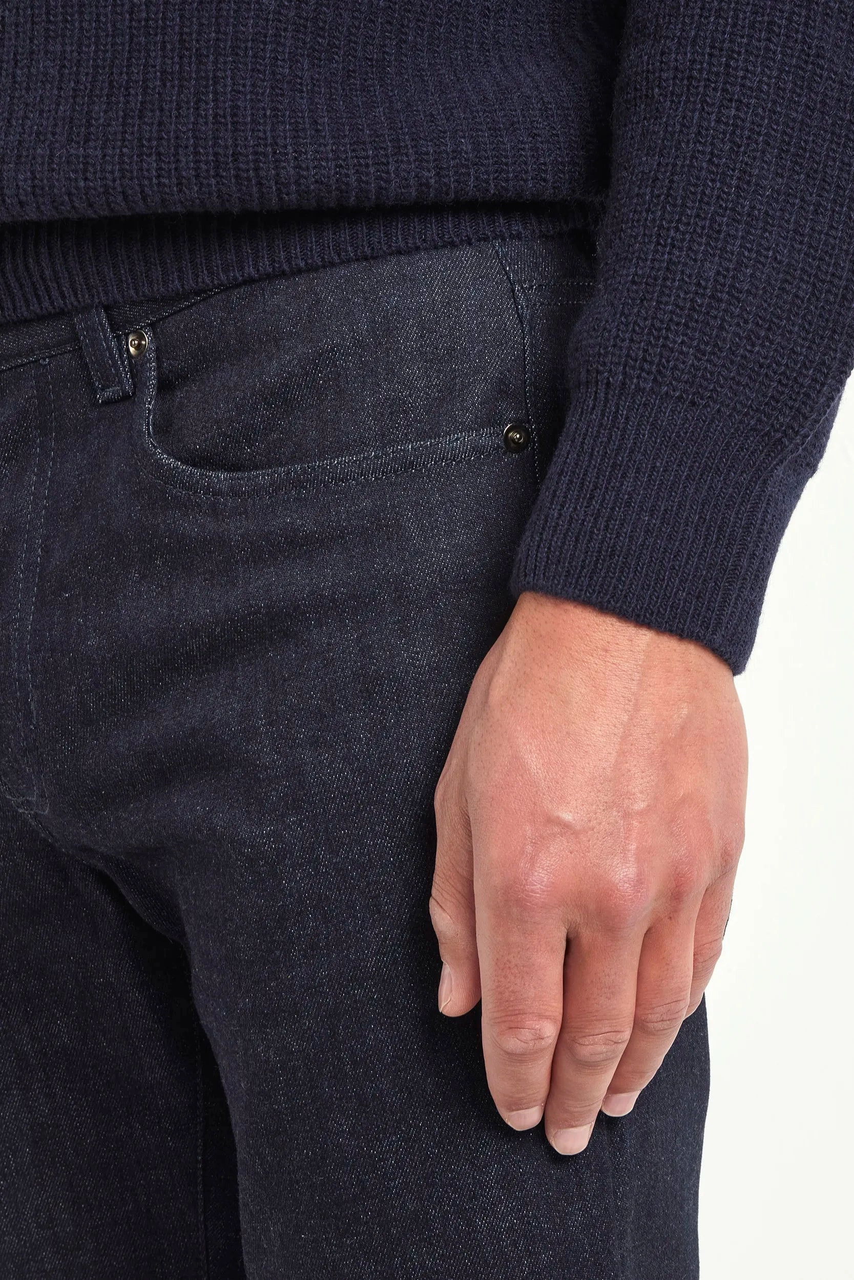 Blue ribbed cashmere blend polo ?C Made in Italy Textured Slub Yarn