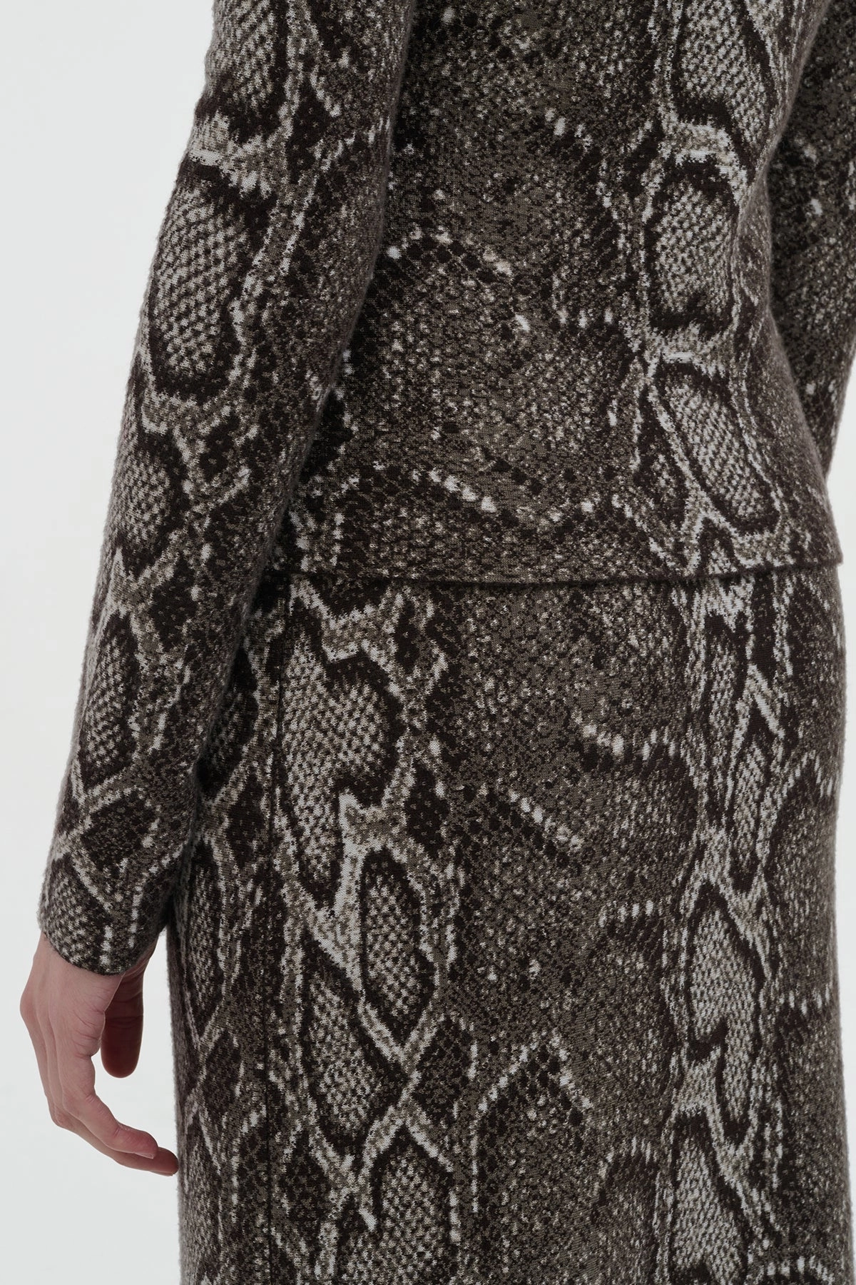 Bragi Knit Maxi Skirt in Greyscale Cashmere Silk Breathable Liner Integration