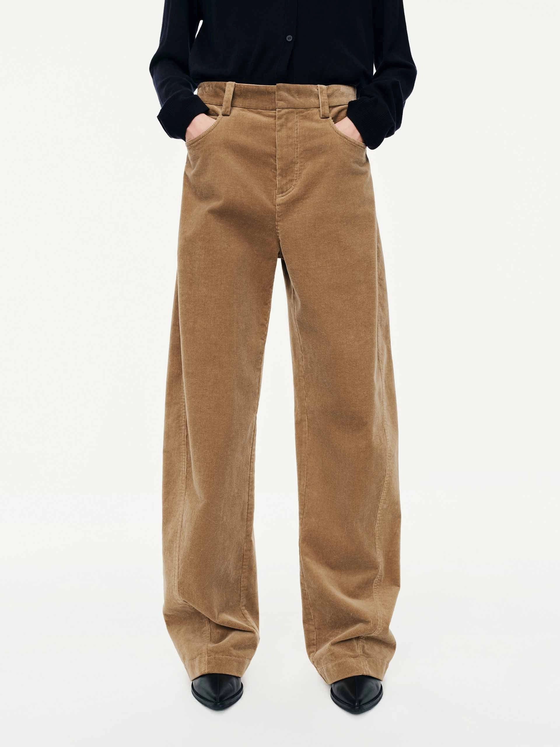 Corduroy Barrel Leg Pants Weather Ready Sporty Cut