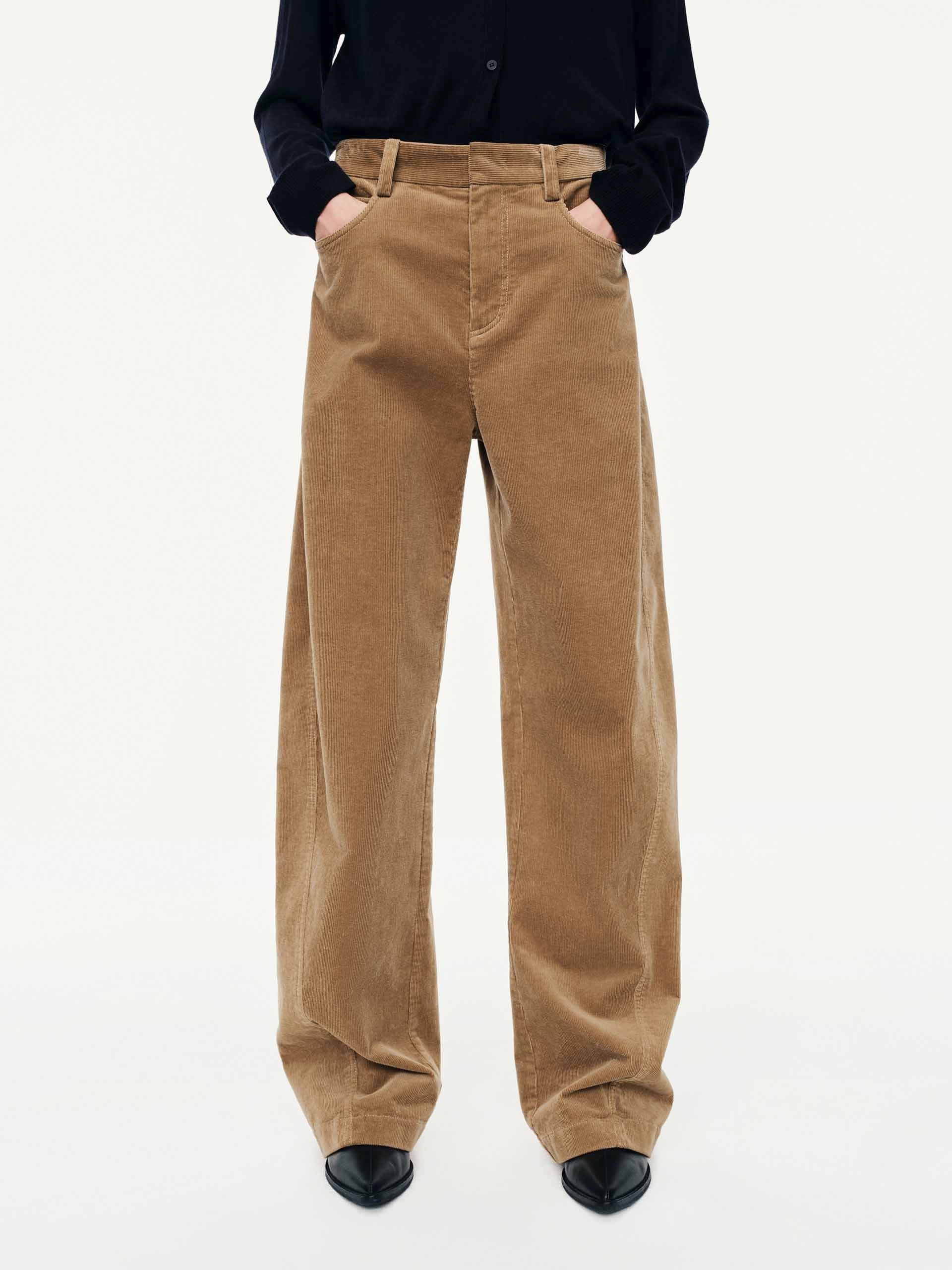 Corduroy Barrel Leg Pants Easy Stretch Fit