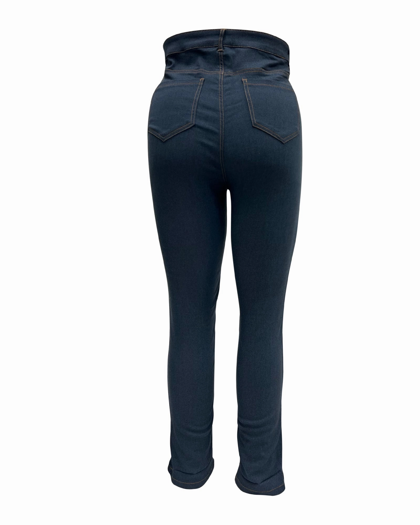 Unique Vintage Indigo Denim Cuffed Jeans | Blue Day Wear No Gap Waist Design