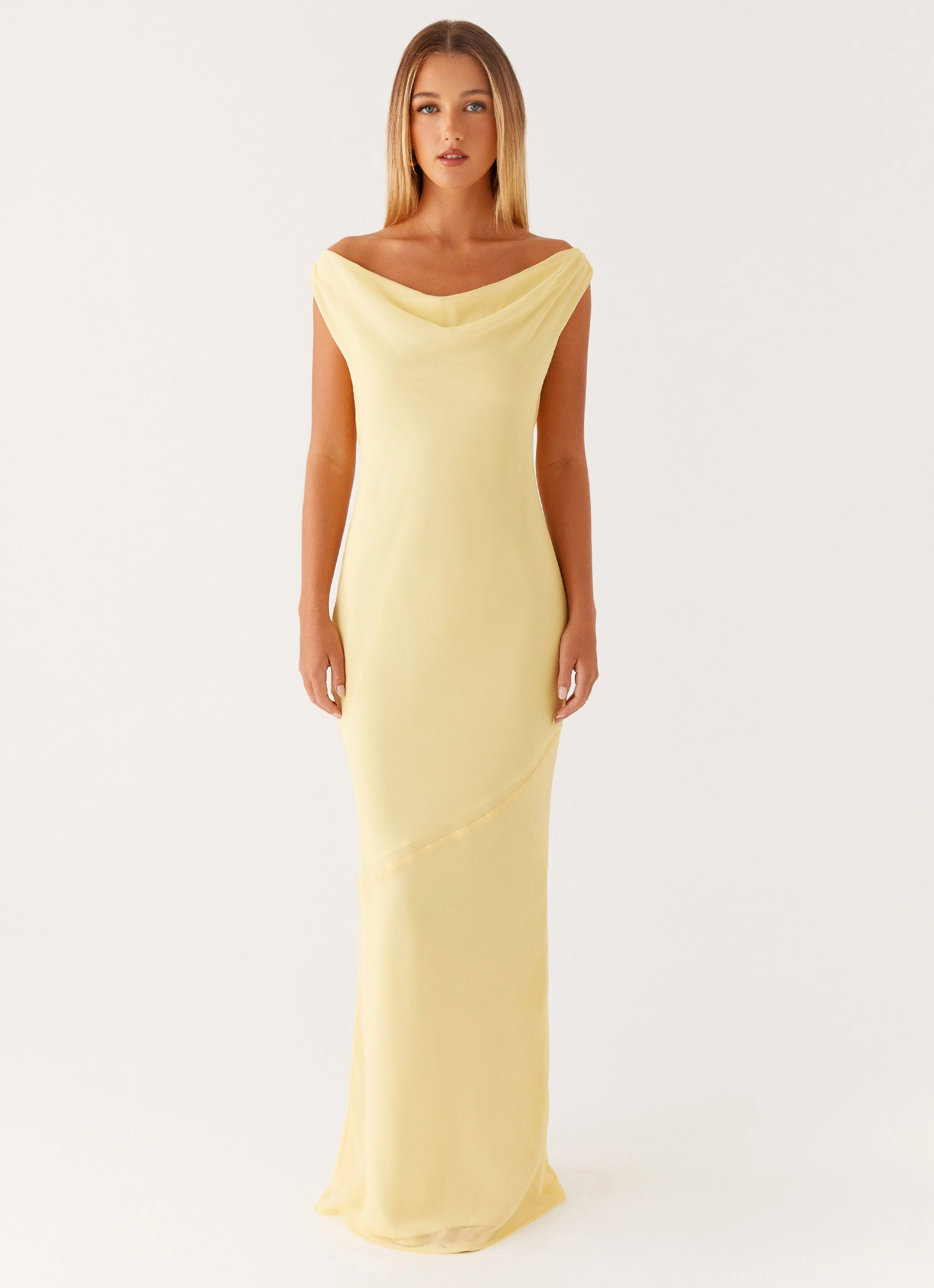 Fresh Stitch Brittany Chiffon Maxi Dress - Pastel Yellow