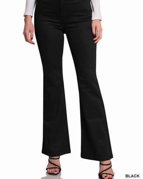 Bootcut High Rise Stretch Denim Pant in Black | Black Sleek Waist Design Reliable Basic