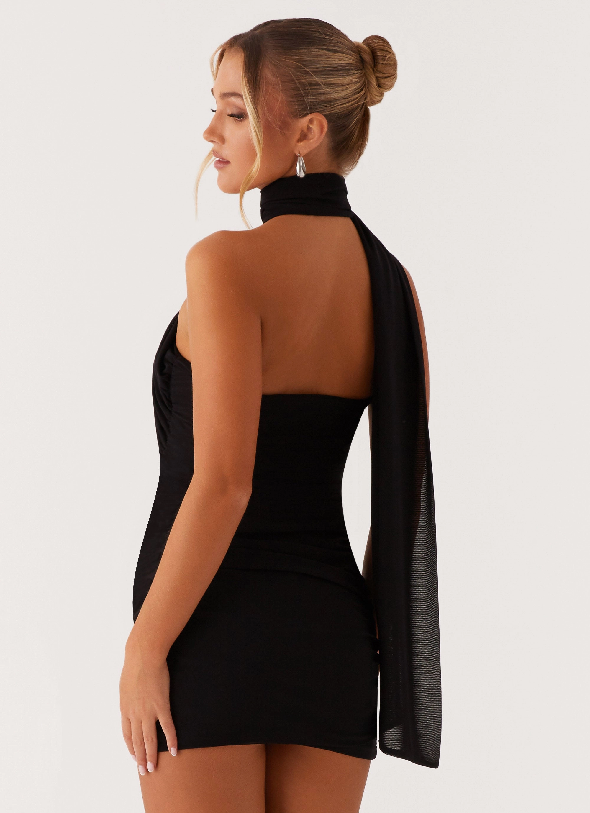 Breaking News Mini Dress - Black Subtle Drape