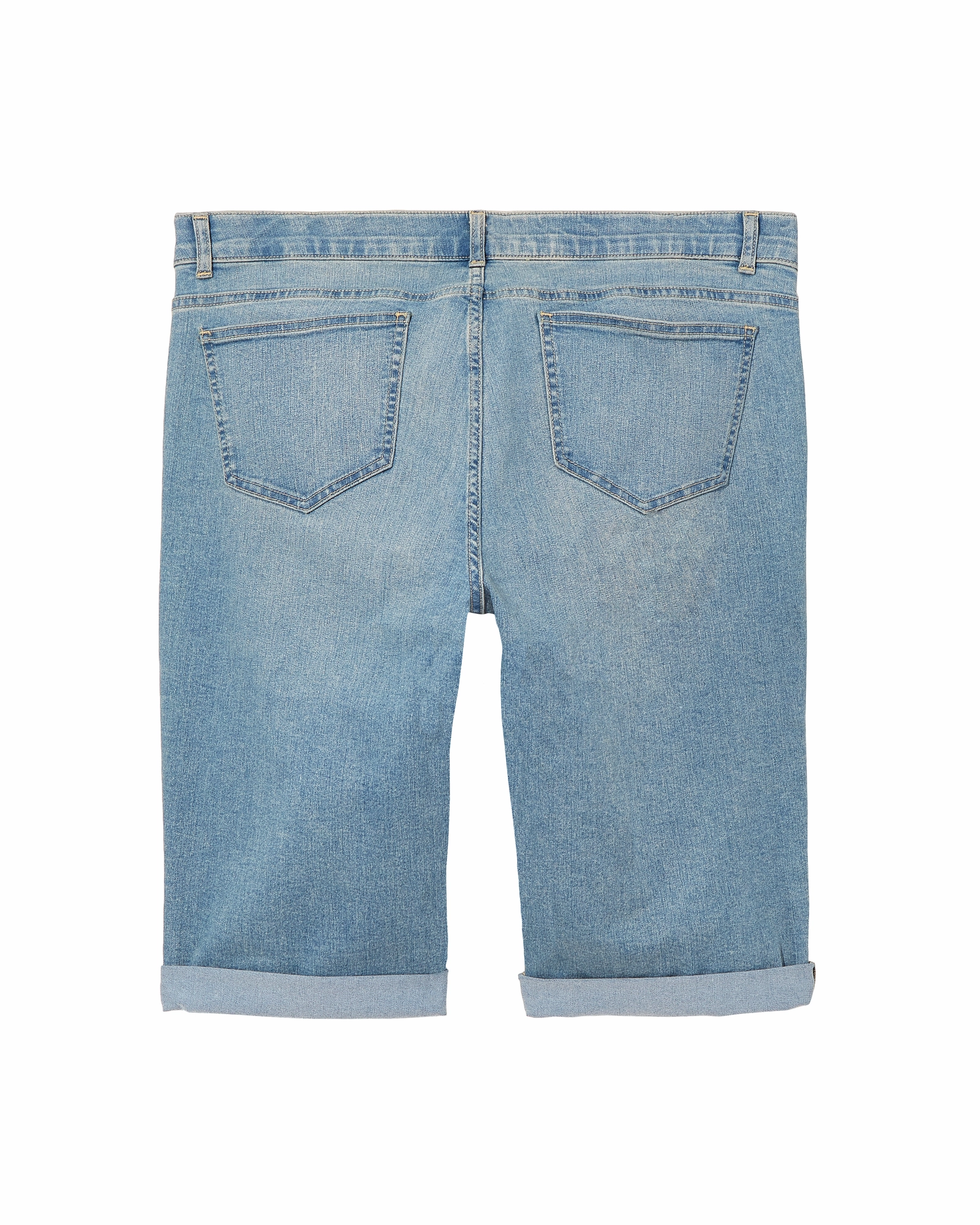 Neutral Lightweight Clean Style Bradford Cuffed Bermuda Short | Light Wash