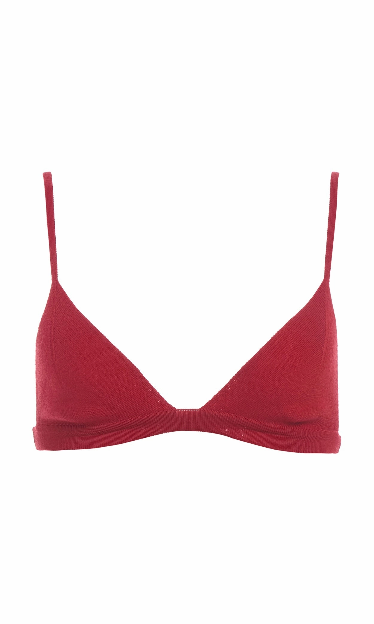 Clean Finish Drop Shoulder Style Carmen Knit Bra in Red Merino Wool
