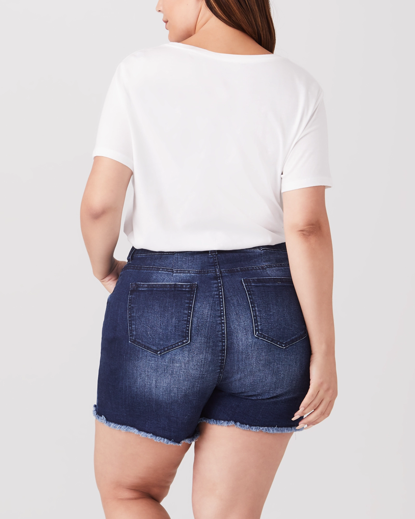 Relaxed Style Merida Fray Hem Stretchy Denim Short | Medium Wash