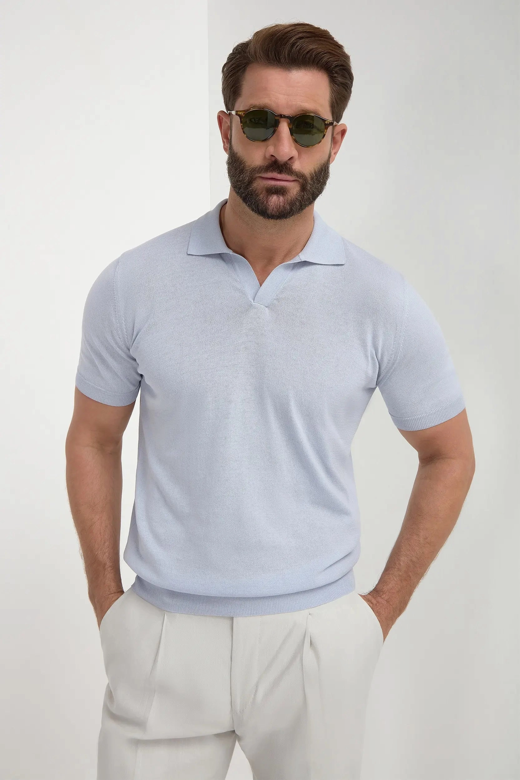 Light blue polo - Made in Italy Shrink Resistant Treatment