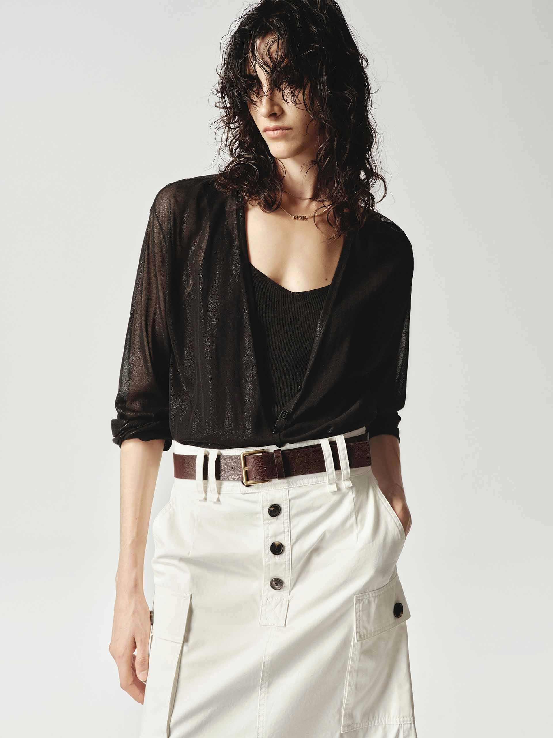 Long Sleeves Sheer Cardigan Cozy Fleece Merino Wool