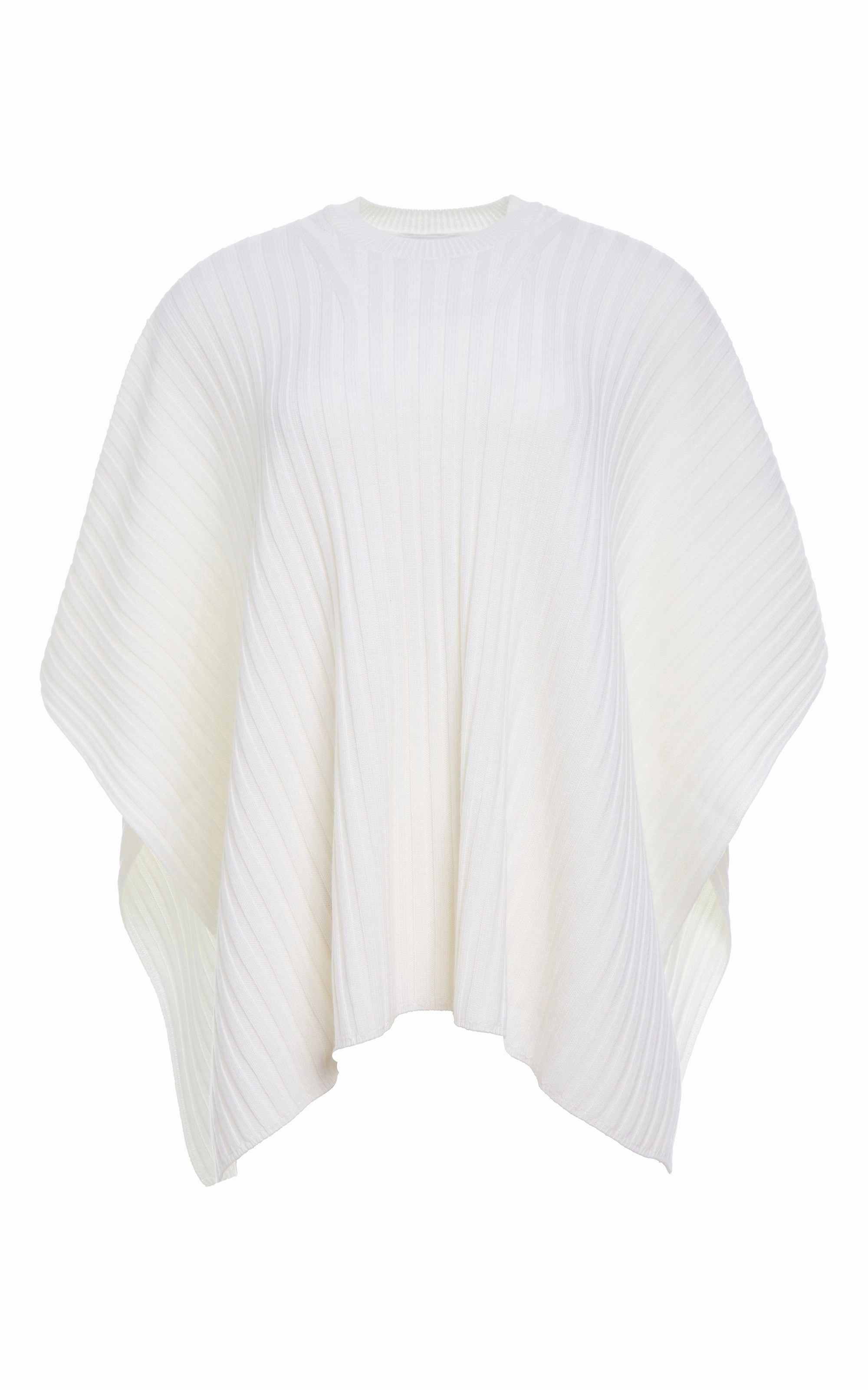 Ethical Production Certified Baron Knit Cropped Poncho in Ivory Merino Wool Cashmere