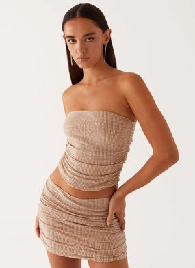 Brightside Rhinestone Mini Skirt - Silver Chill Feel