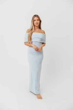Air Touch Trendy Tailoring Brit Maxi Dress in Dusty Blue - Bump Friendly