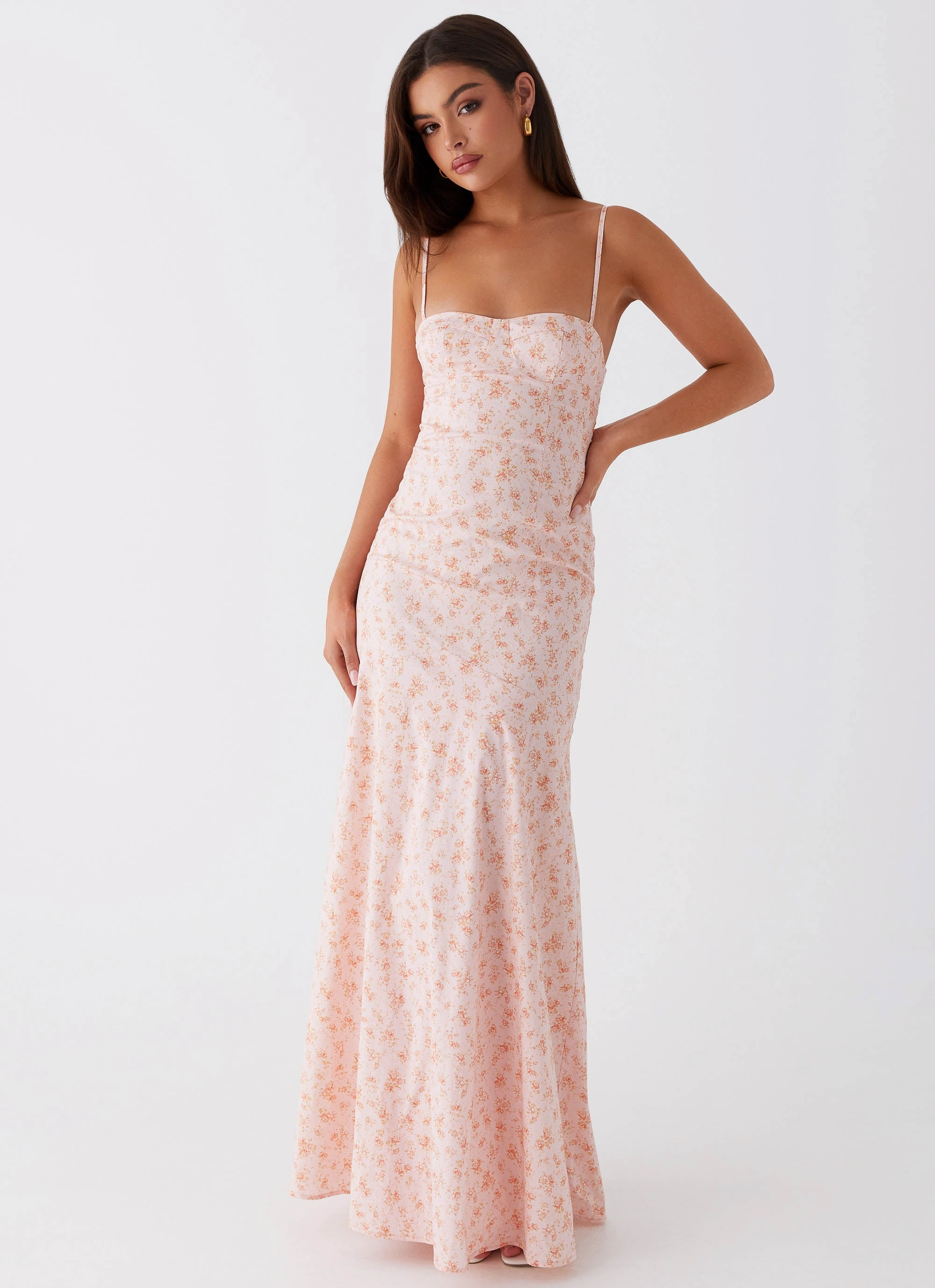Britney Maxi Dress - Pink Ditsy Floral Smart and Stylish