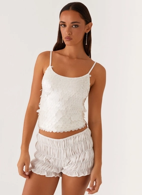 Britta Sequin Cami Top - White Reliable Performance