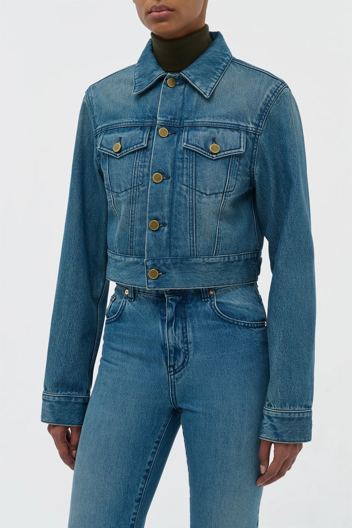 Bronte Jacket in Uruguayan Blue Recycled Cotton Denim Eco Nice