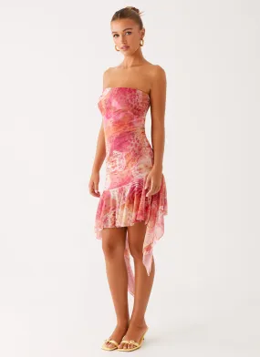 Brooks Mini Dress - Flamingo Fling velvet feel Layering Piece