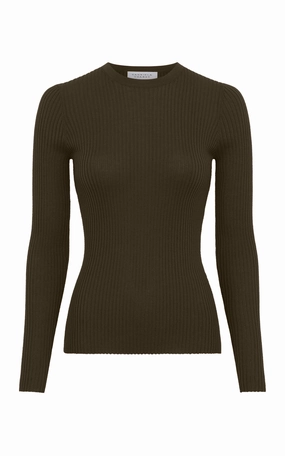 Browning Knit Sweater in Olive Cashmere Silk Colorfast Technology