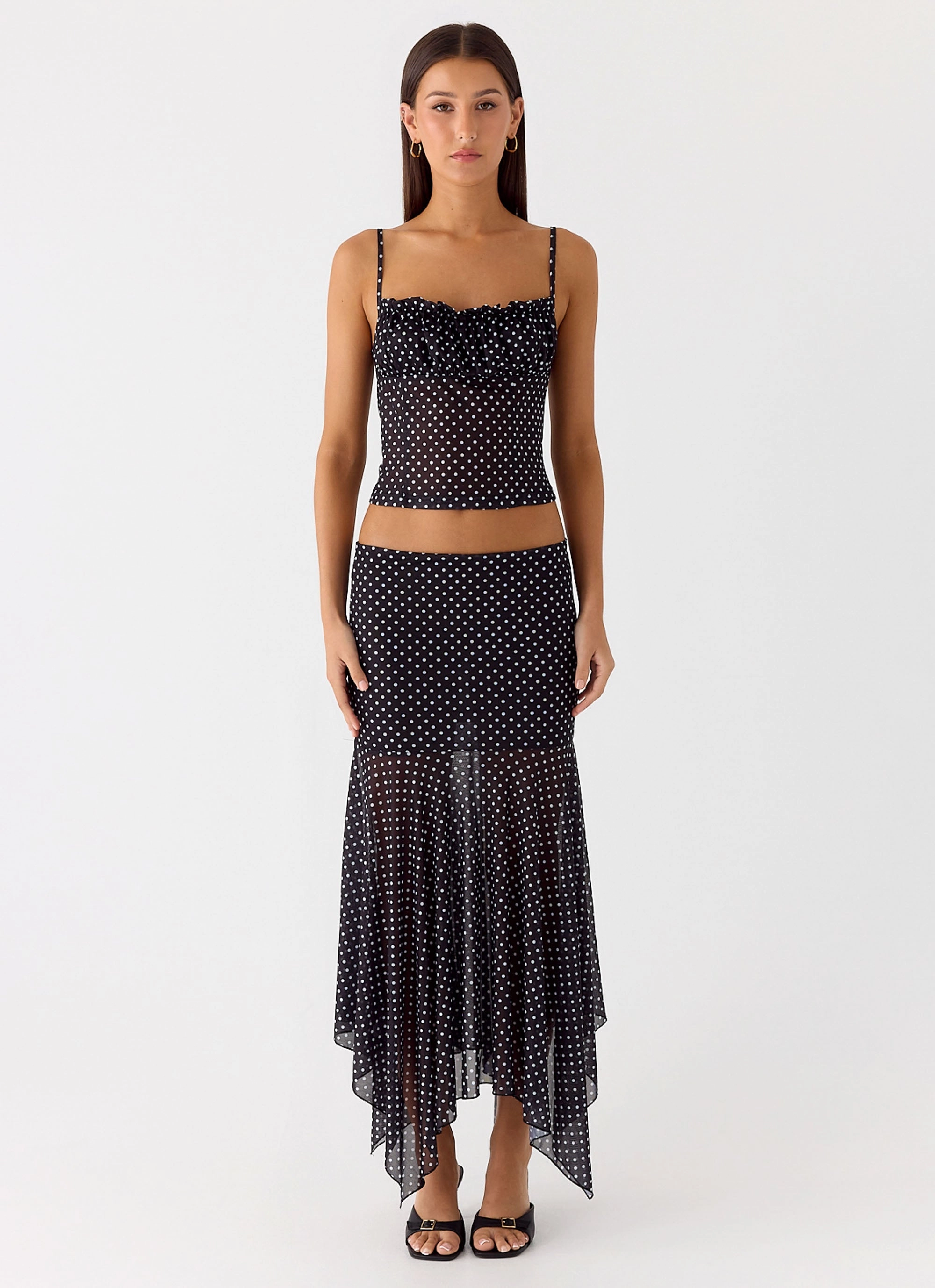 Buffy Top - Black Polkadot Reversible Wear Options