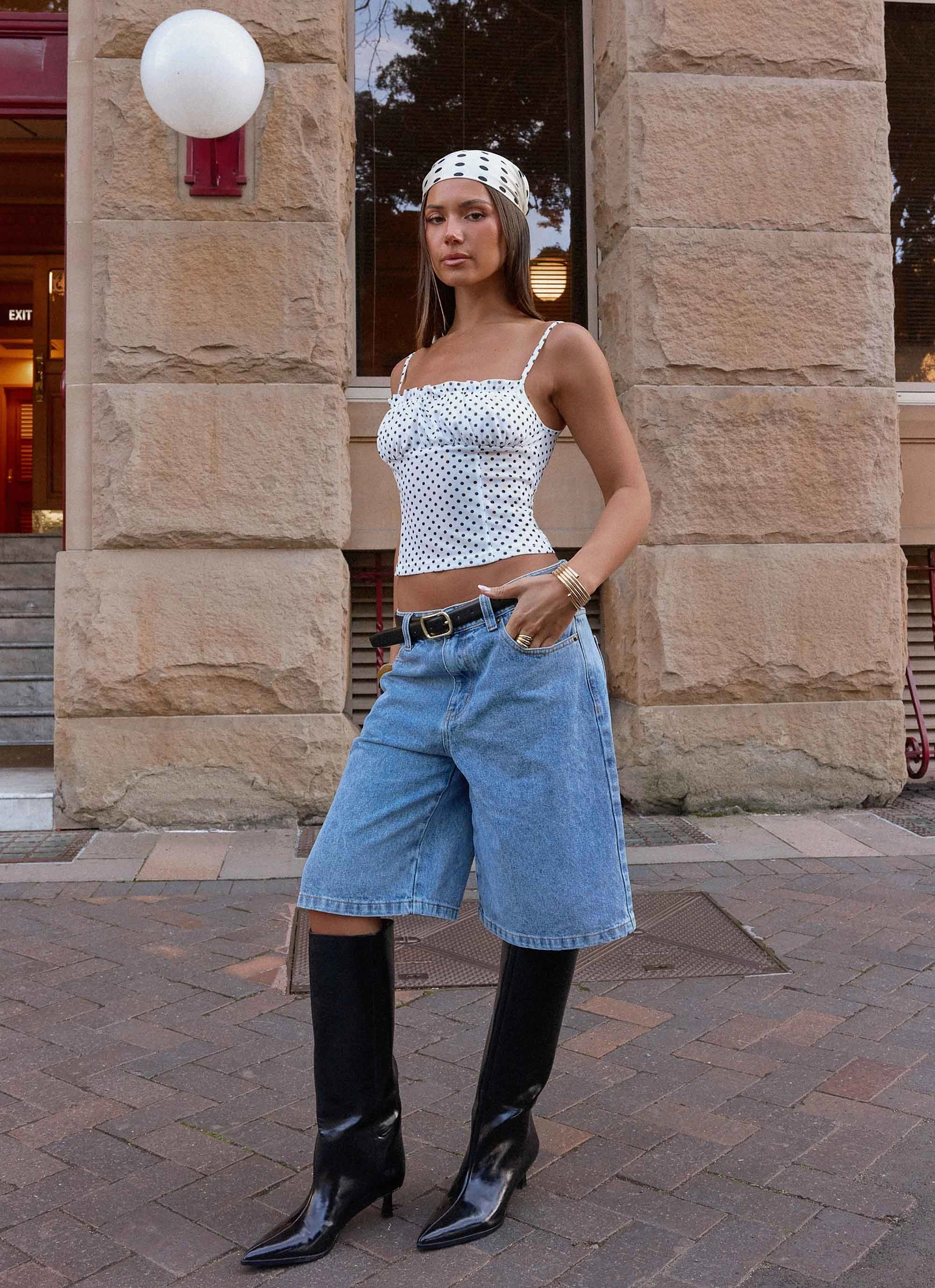 Buffy Top - White Polkadot Communication - enabled Quick - Response