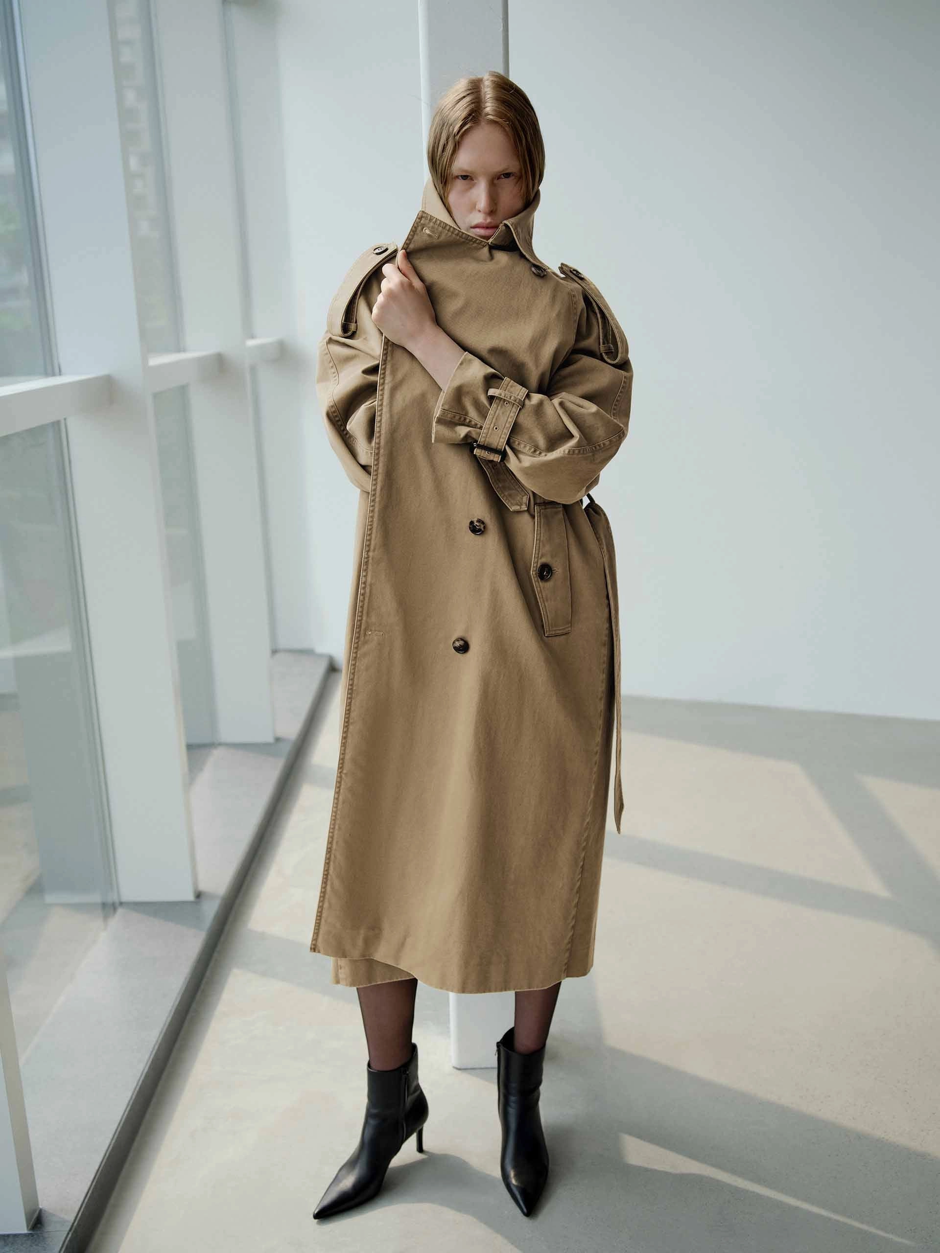 Double Breasted Trench Coat Thermo Regulating Fabric