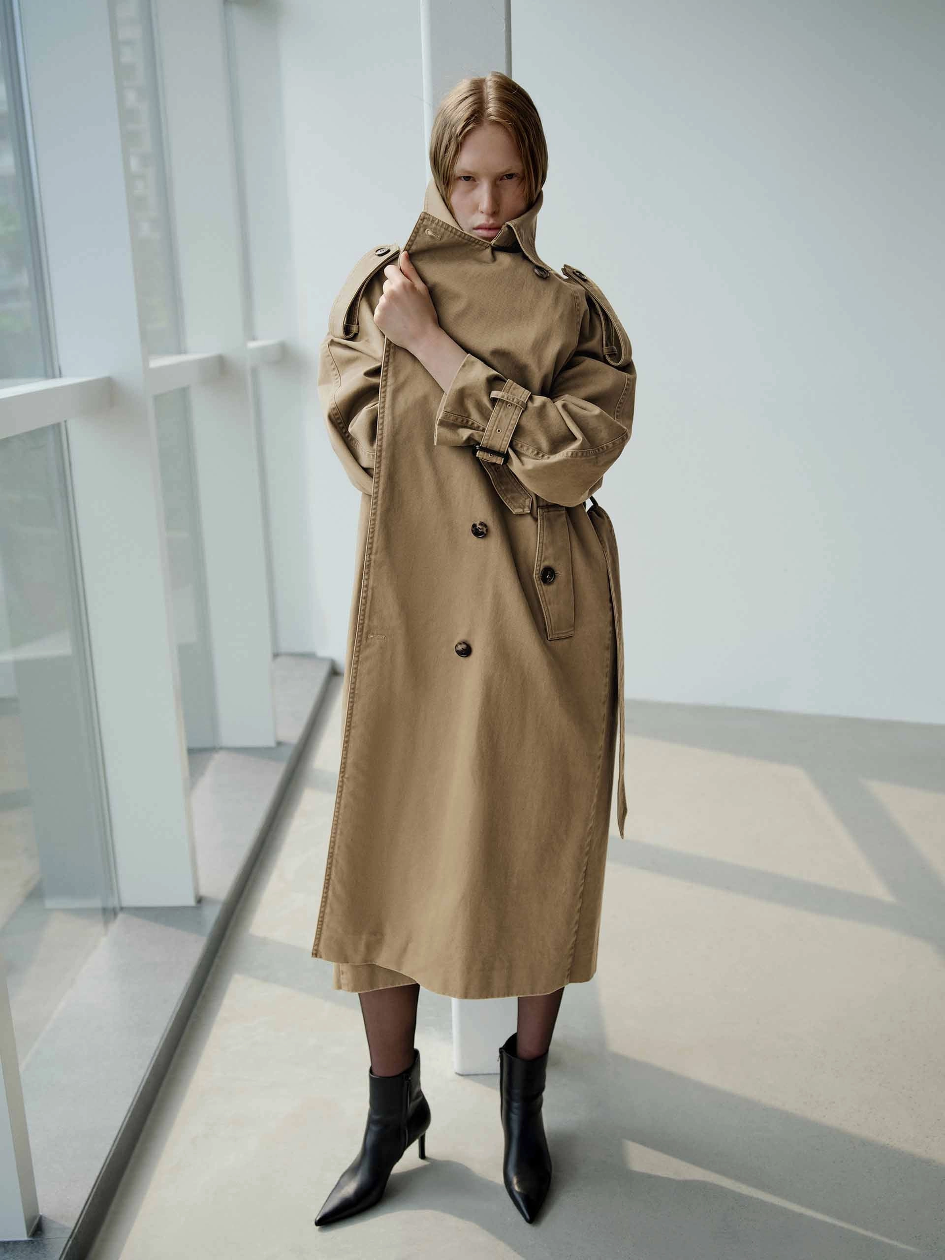 Casual Style Double Breasted Trench Coat