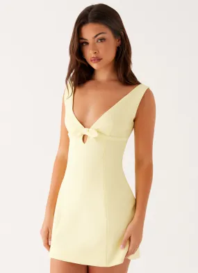 Work Vibes Pop Texture Caitlin Mini Dress - Yellow
