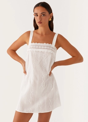 Calla Broderie Mini Dress - White Chic Direction